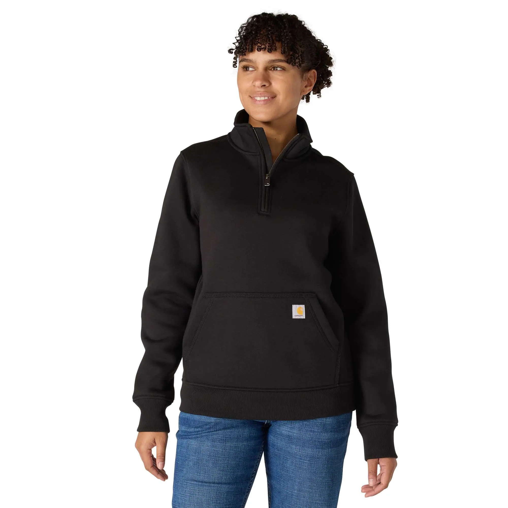 Women's Relaxed Fit Midweight Quarter-Zip Mock-Neck Sweatshirt