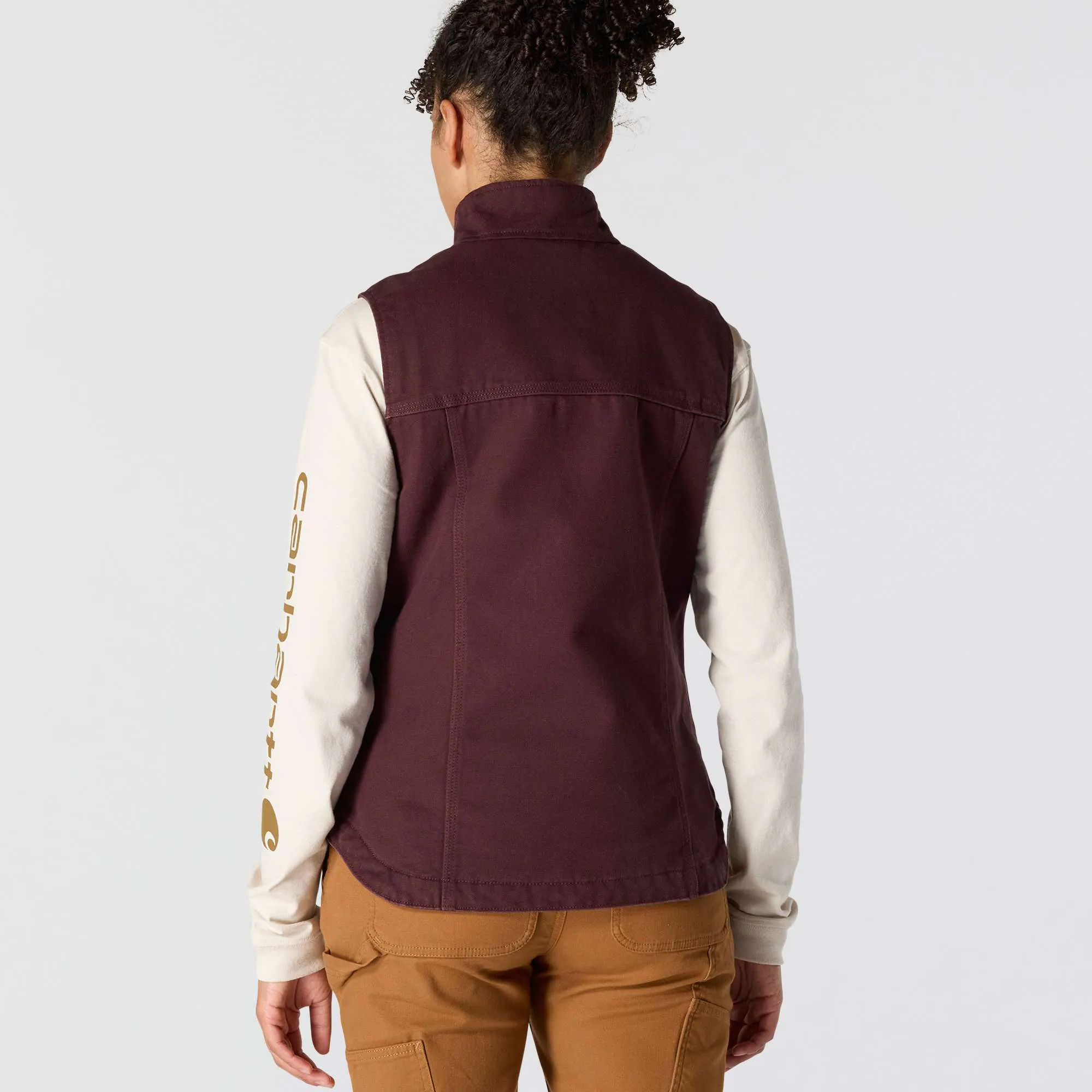 Women's Sherpa Lined Vest - Relaxed Fit - Washed Duck