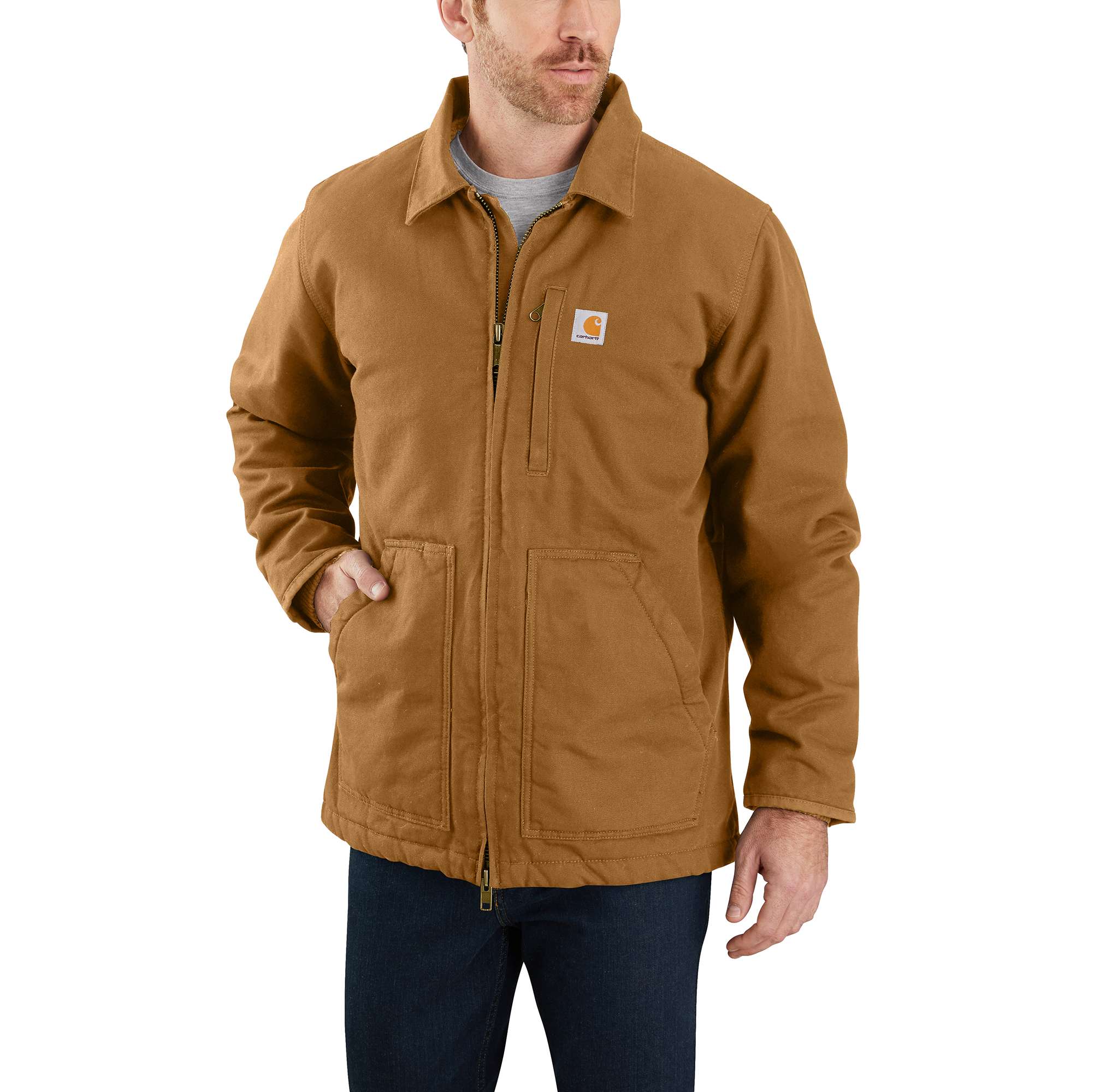 Men's Sherpa-Lined Field Jacket - Loose Fit - Washed Duck - 2 Warmer Rating