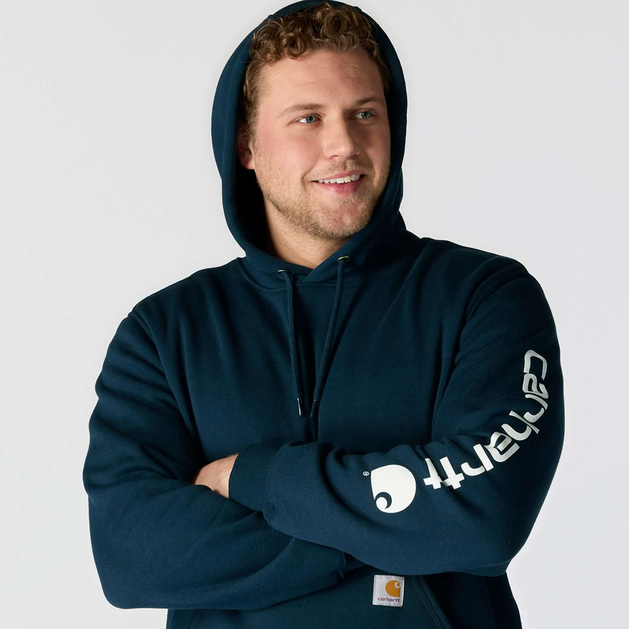 Loose Fit Midweight Logo Sleeve Graphic Hoodie