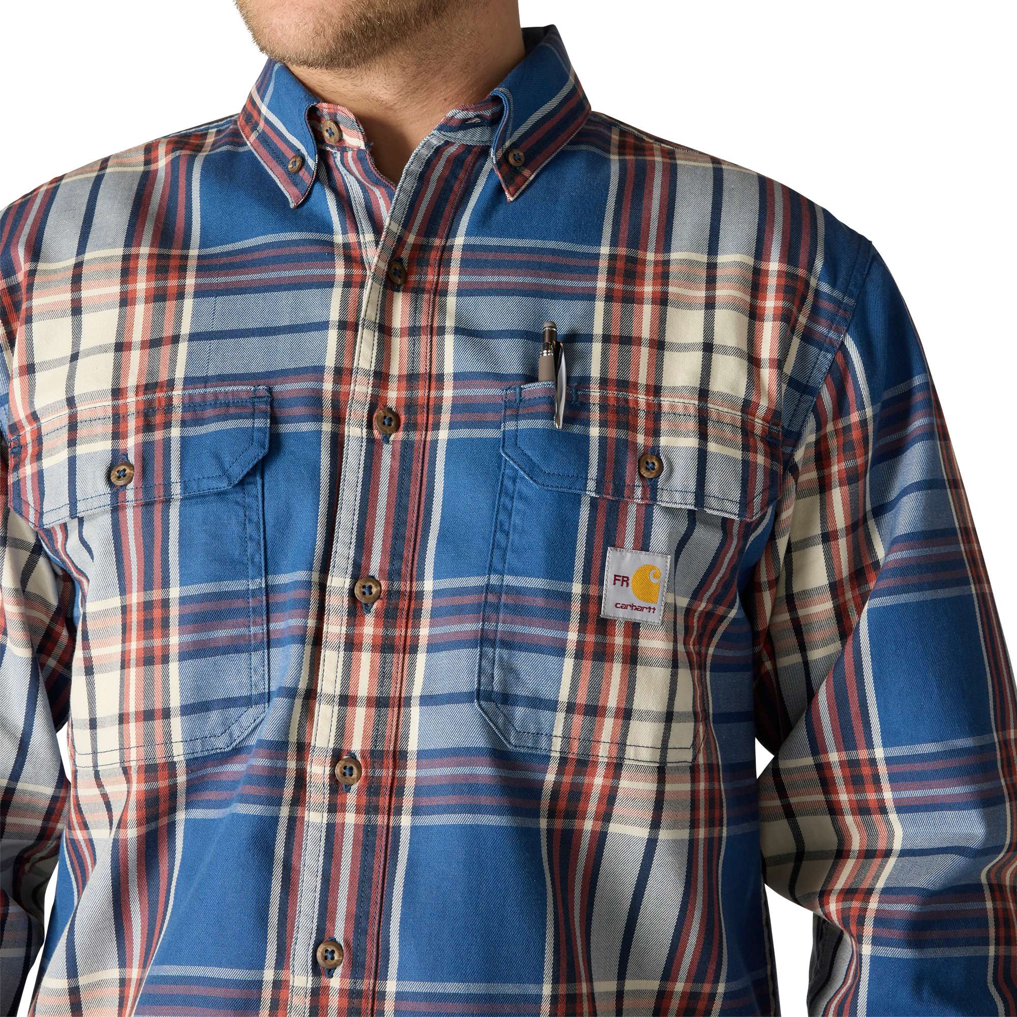 Flame Resistant Force Rugged Flex® Loose Fit Twill Long-Sleeve Plaid Shirt