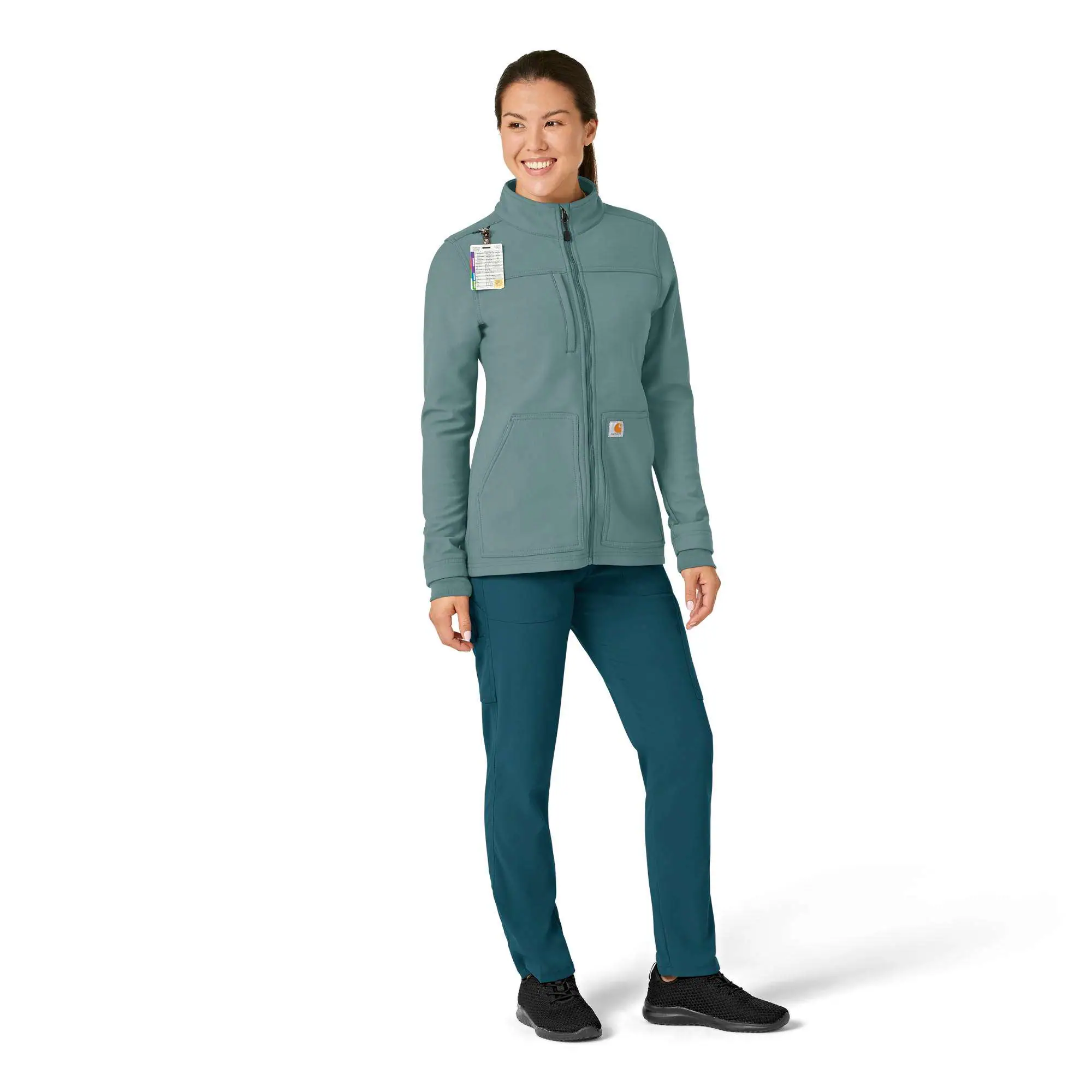 Women's Rugged Flex® Peak Bonded Fleece Scrub Jacket
