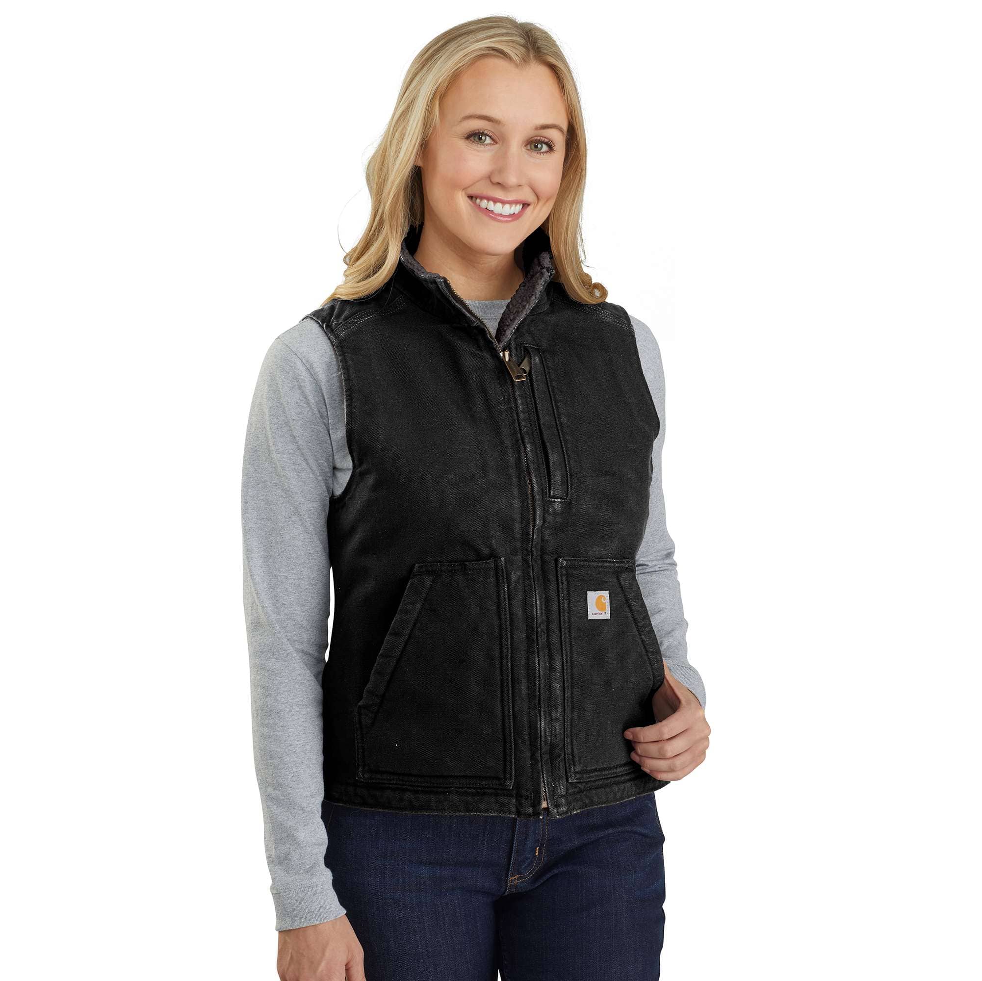 Women's Sherpa Lined Vest - Relaxed Fit - Washed Duck