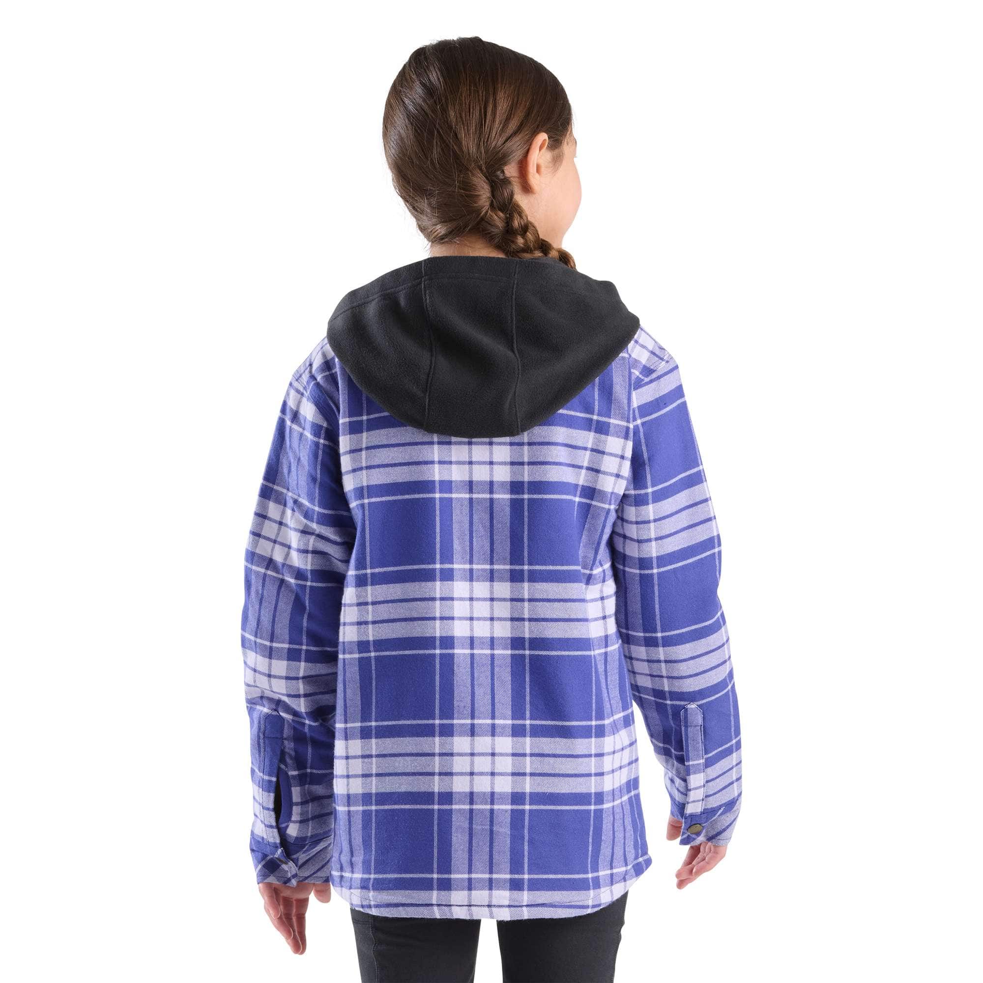 Girls' Long Sleeve Flannel Snap-Front Hooded Shirt Jac (Child/Youth)
