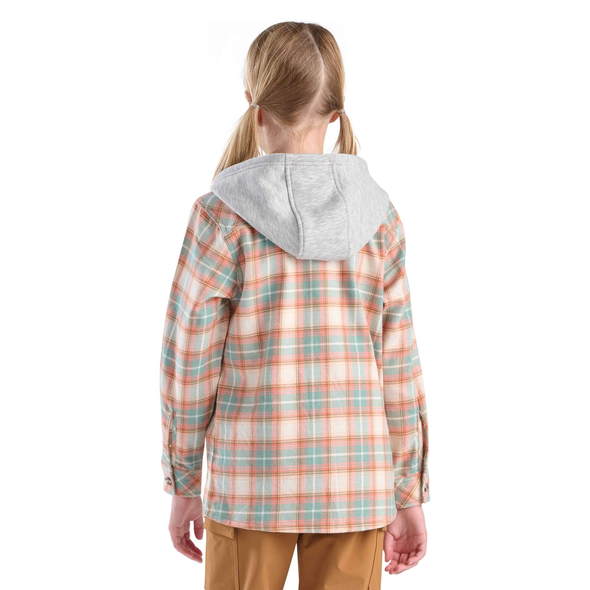 Girls' Long Sleeve Flannel Button-Front Hooded Shirt (Child/Youth)