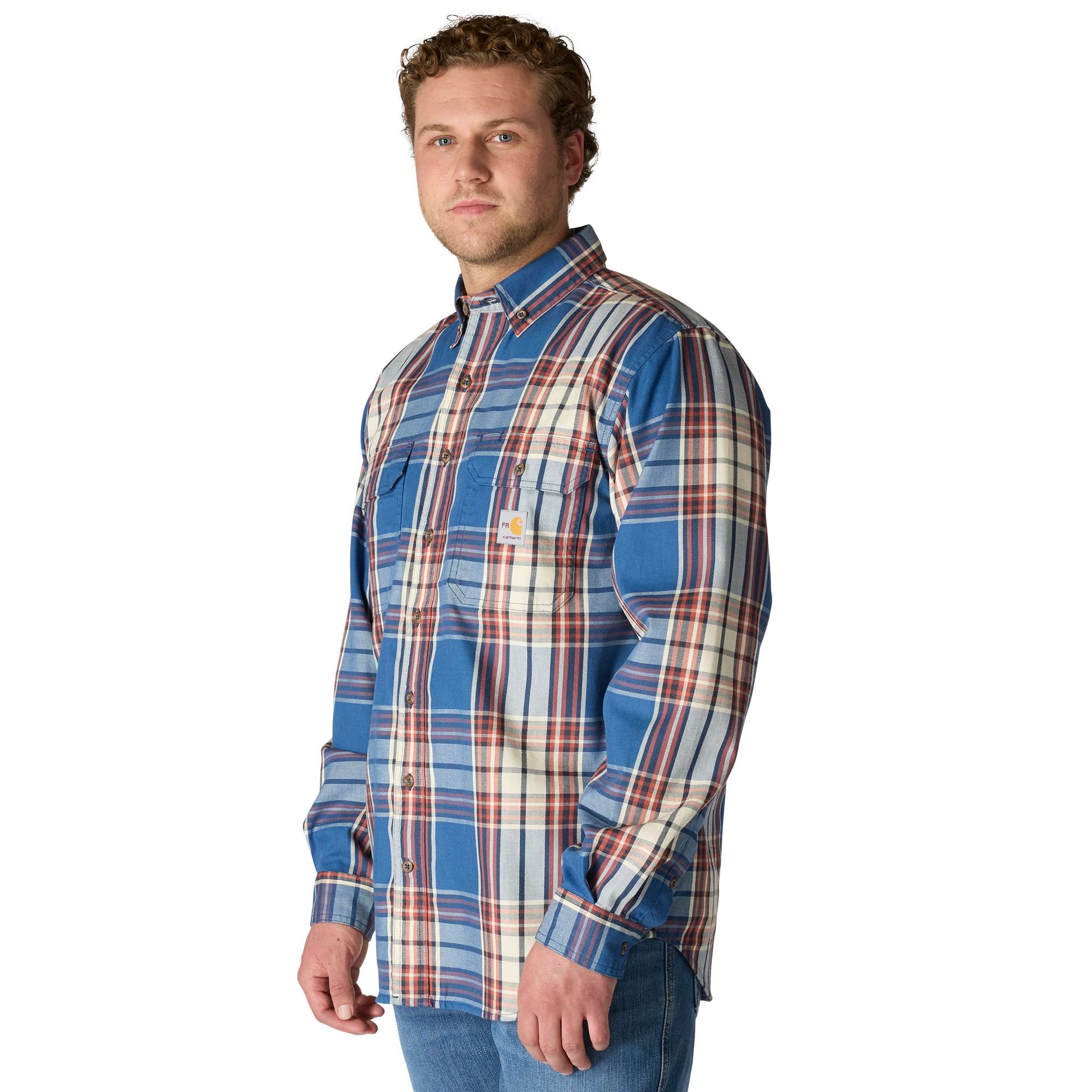 Flame Resistant Force Rugged Flex® Loose Fit Twill Long-Sleeve Plaid Shirt