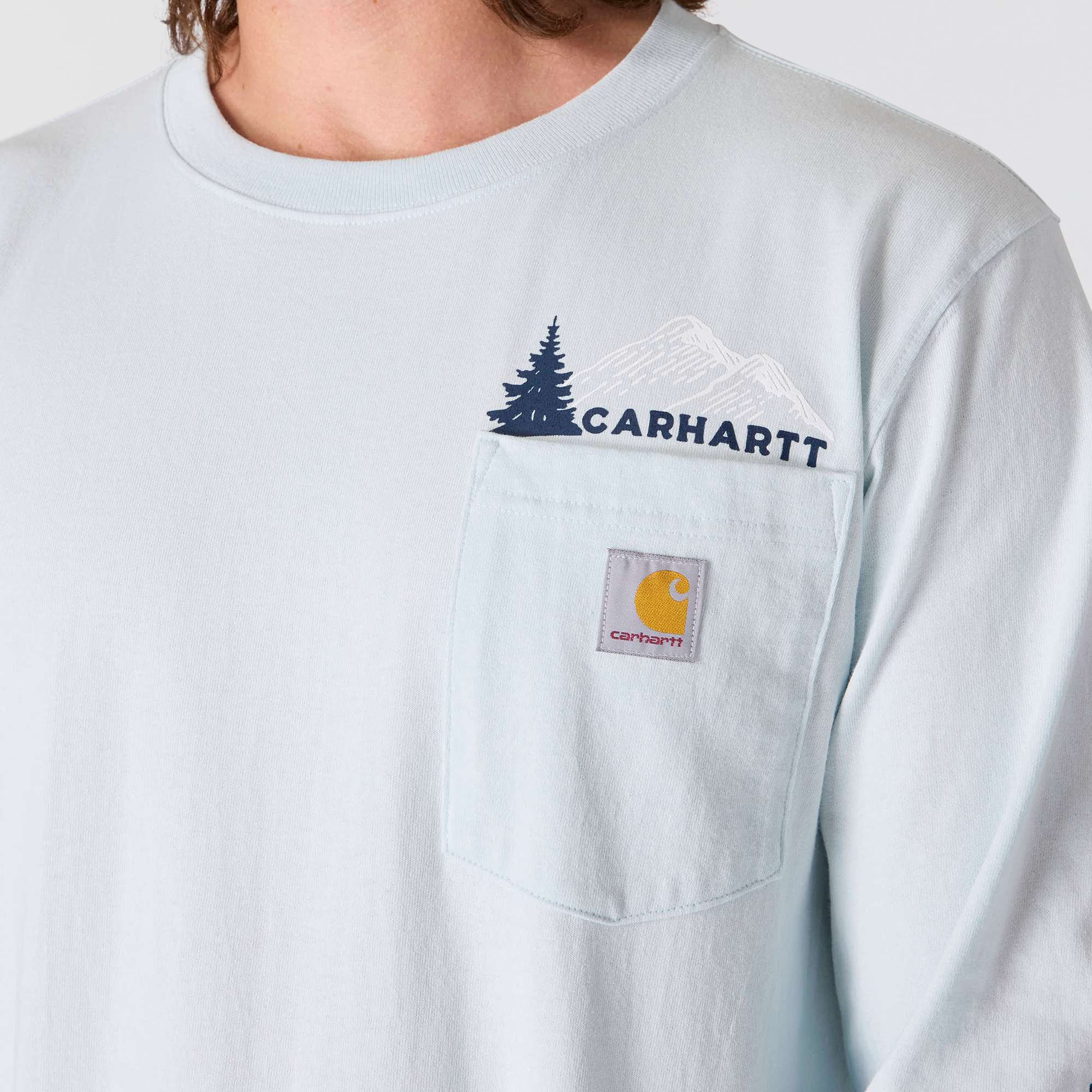 Relaxed Fit Heavyweight Long-Sleeve Pocket Mountain Graphic T-Shirt