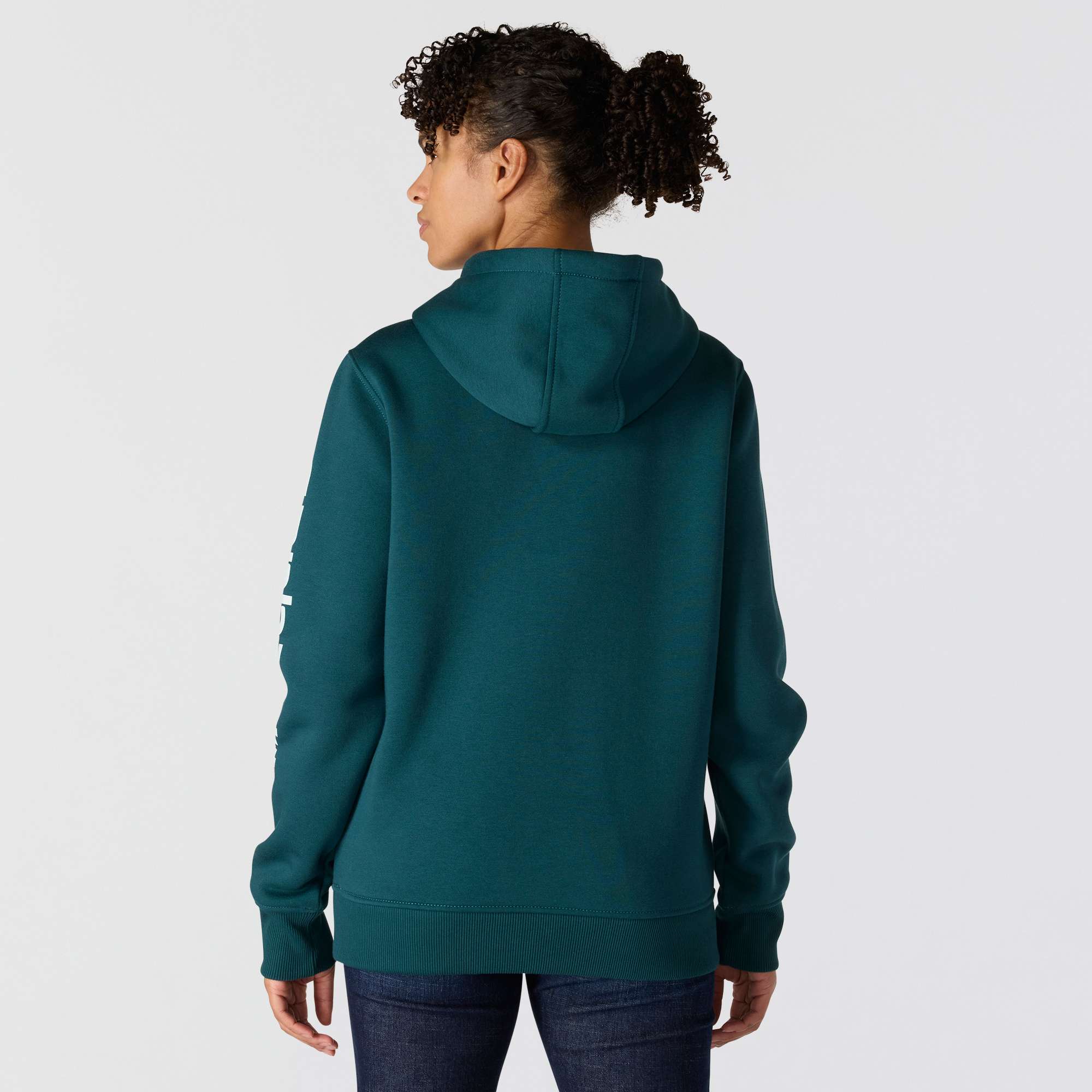 Women's Relaxed Fit Midweight Logo Sleeve Graphic Hoodie