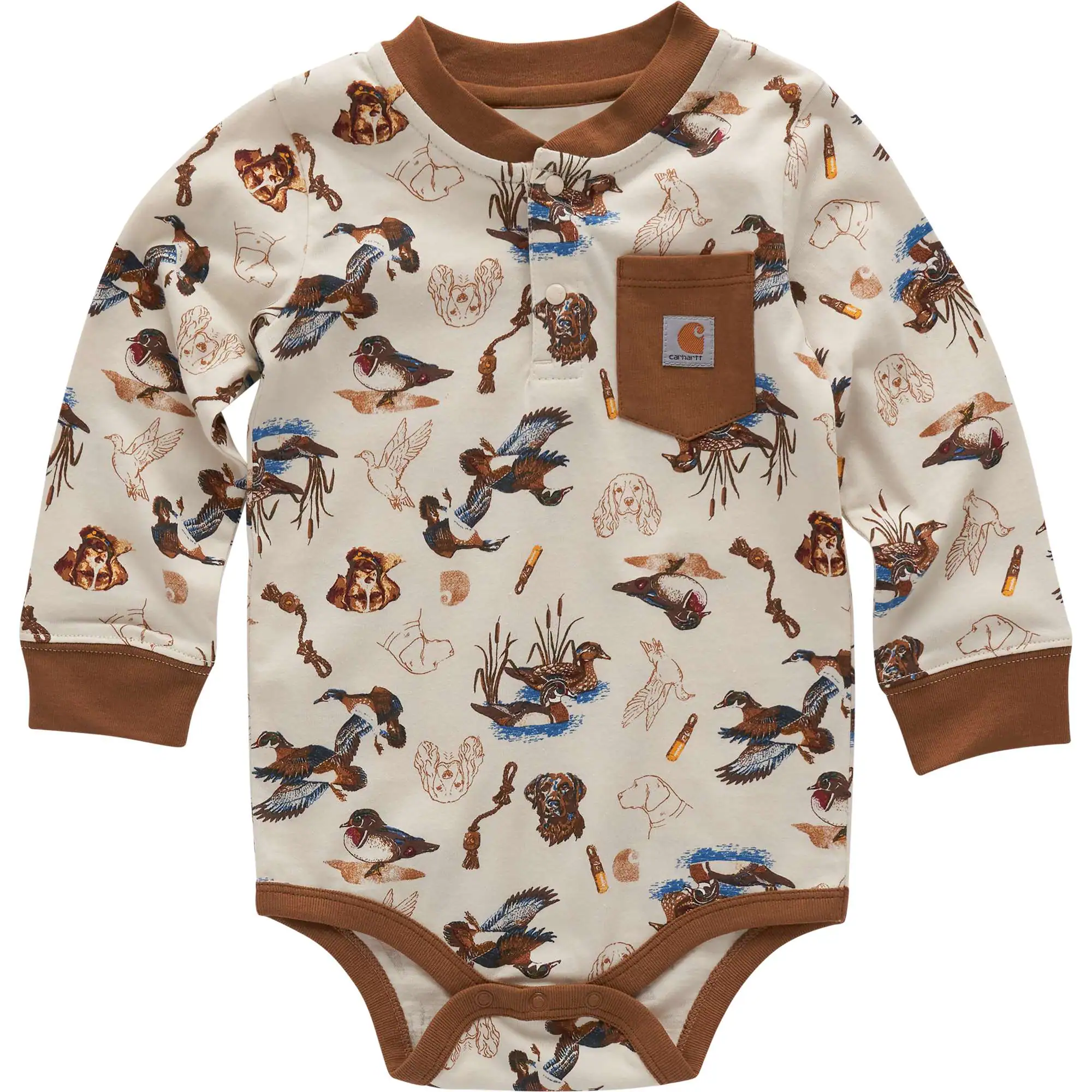 Boys' Long Sleeve Printed Henley Bodysuit (Baby)