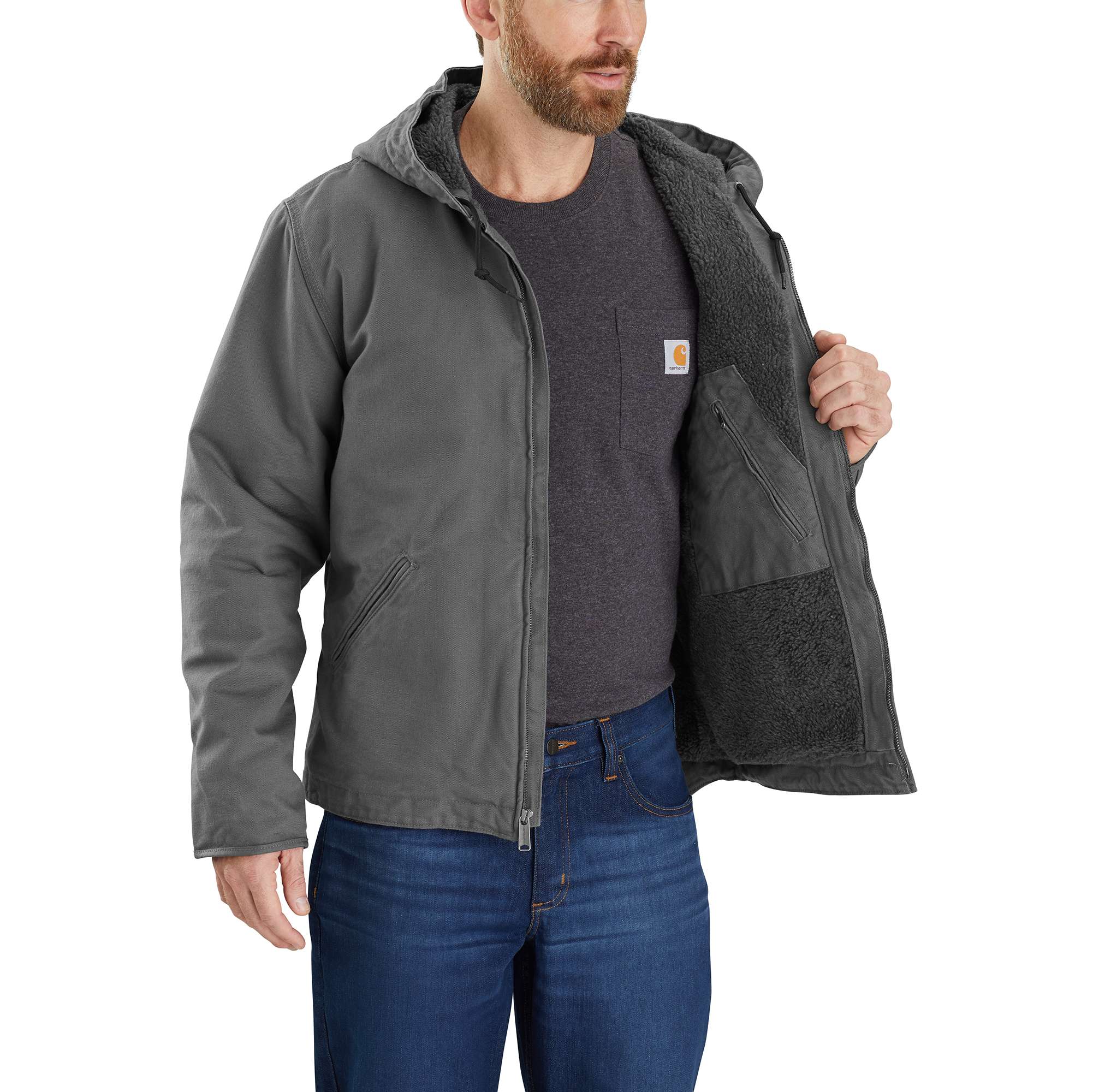 Men's Sherpa-Lined Jacket - Relaxed Fit - Washed Duck - 3 Warmest Rating