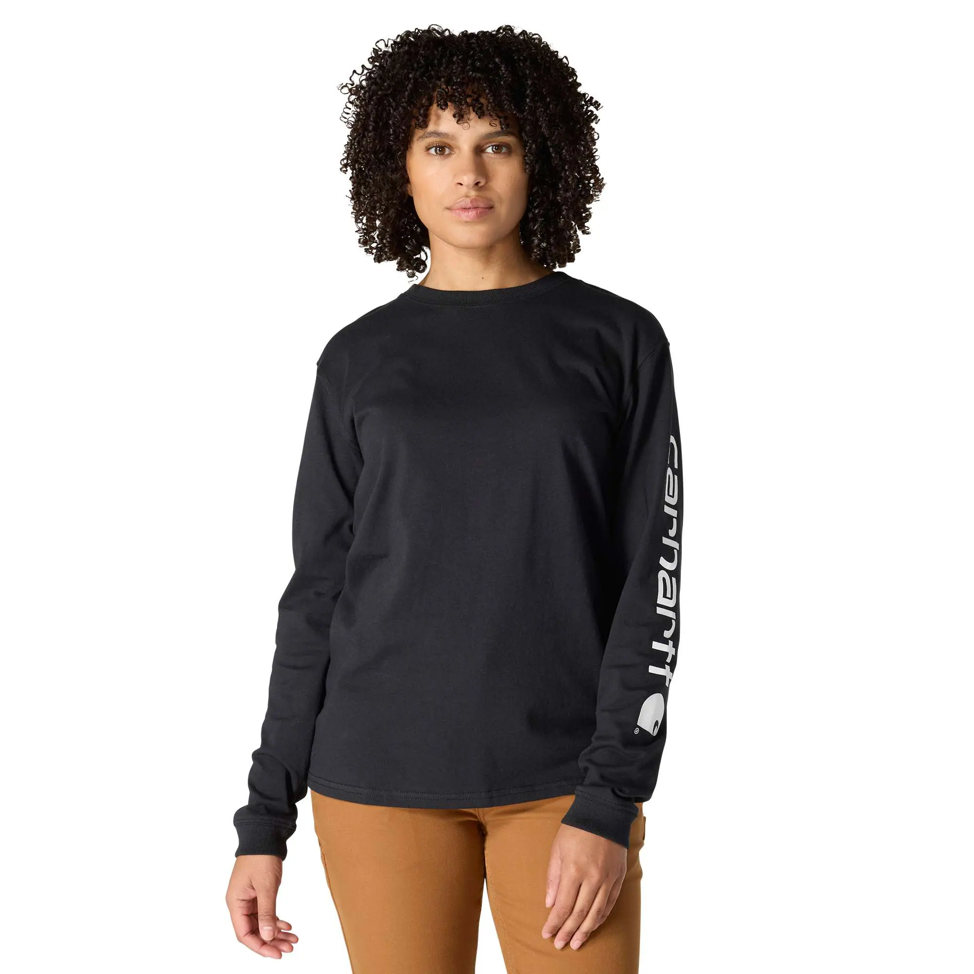 Women's Loose Fit Heavyweight Long-Sleeve Logo Sleeve Graphic T-Shirt