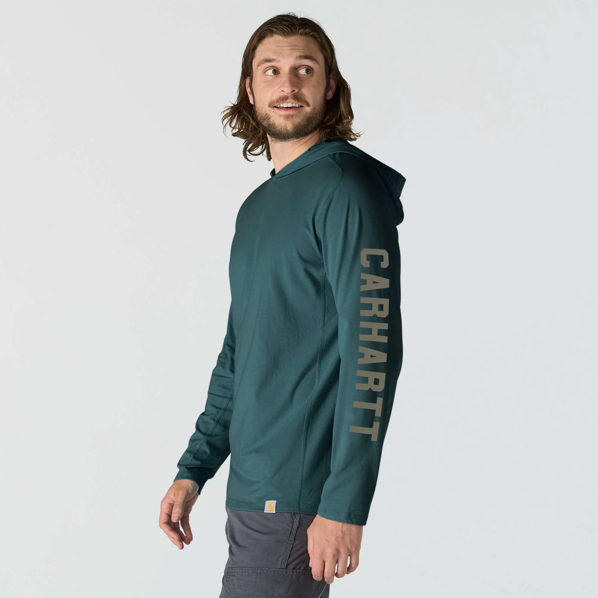 Carhartt Force® Relaxed Fit Long-Sleeve Logo Graphic Hooded T-Shirt