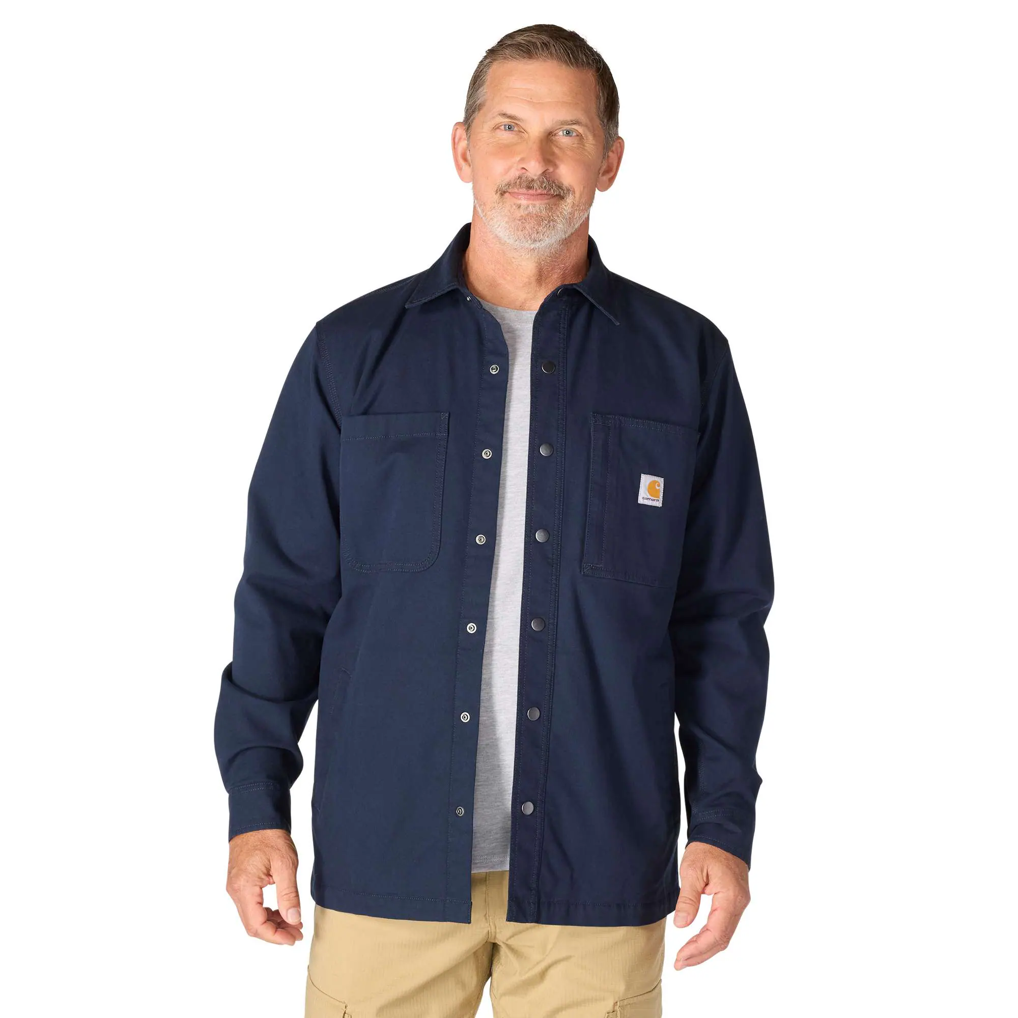 Rugged Flex® Relaxed Fit Canvas Fleece-Lined Snap-Front Shirt Jac