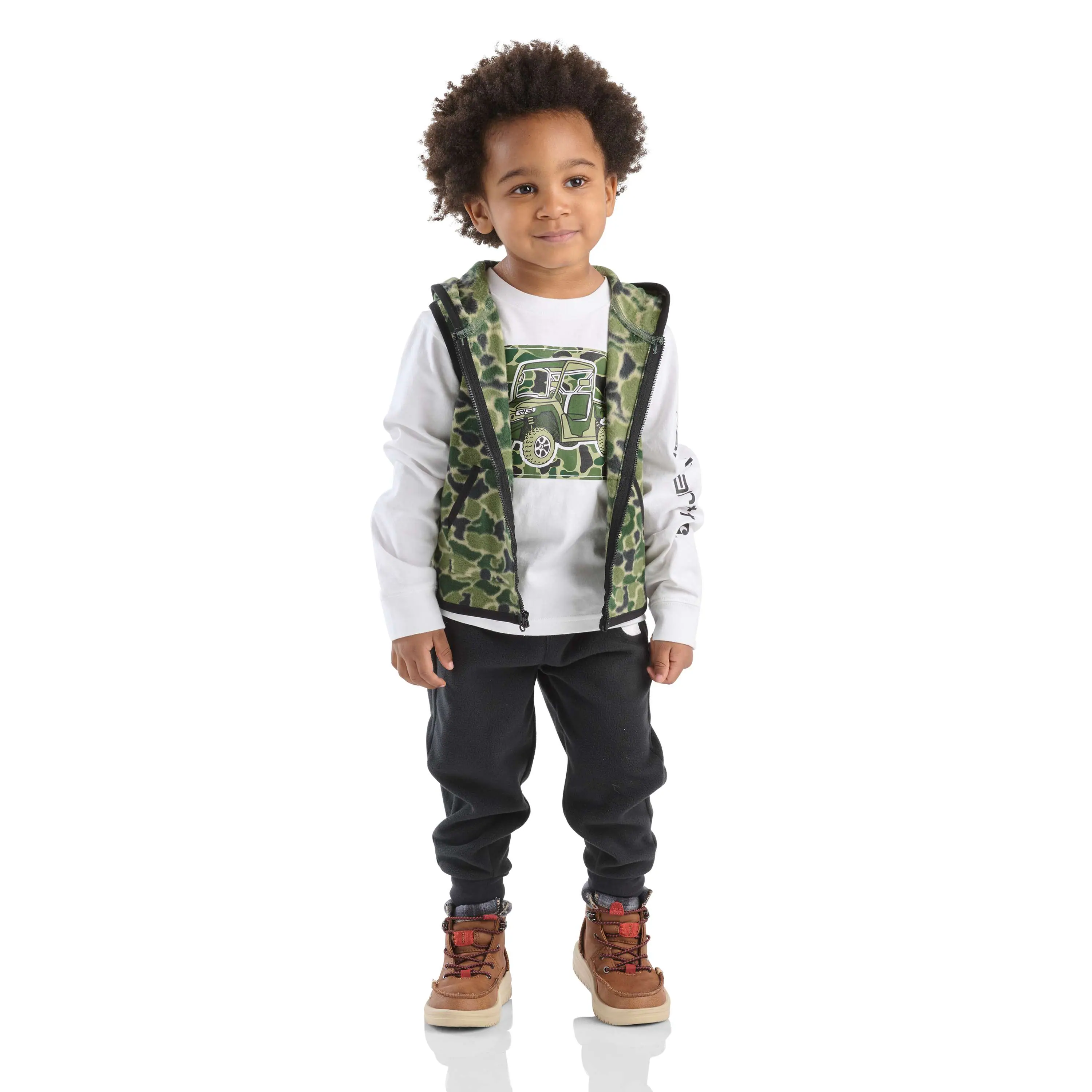 Boys' 3-Piece Camo Vest, Long-Sleeve T-Shirt & Pant Set (Toddler)