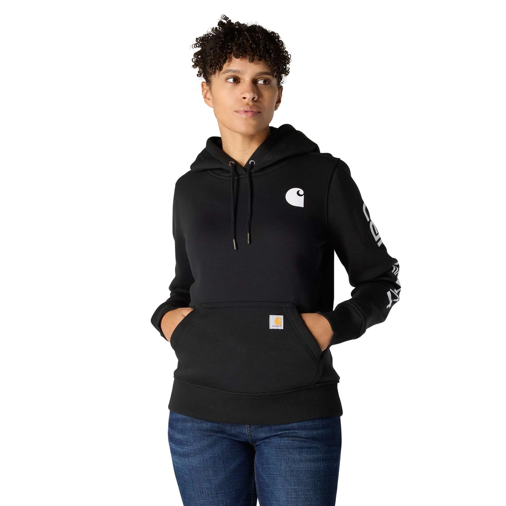 Women's Relaxed Fit Midweight Logo Sleeve Graphic Hoodie
