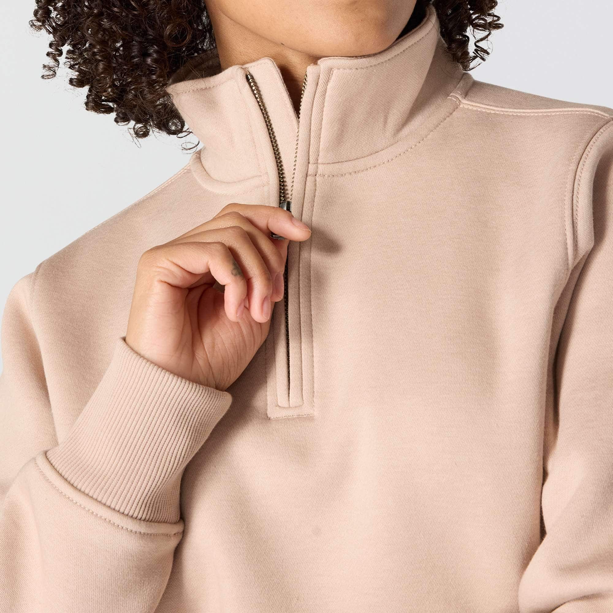 Women's Relaxed Fit Midweight Quarter-Zip Mock-Neck Sweatshirt