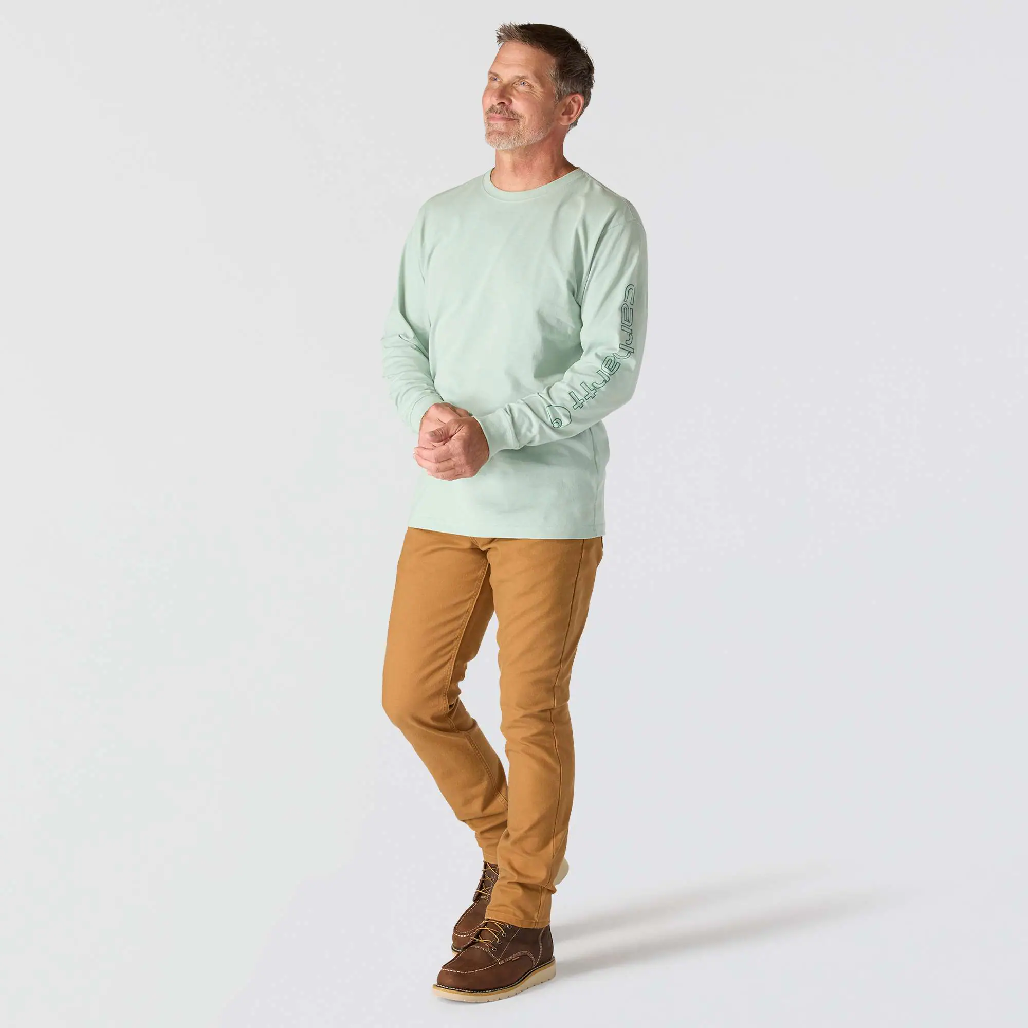 Loose Fit Heavyweight Long-Sleeve Logo Sleeve Graphic T-Shirt