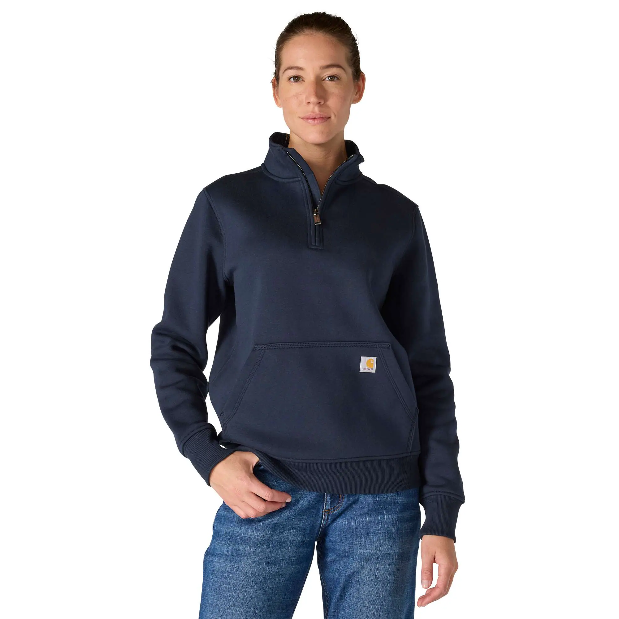 Women's Relaxed Fit Midweight Quarter-Zip Mock-Neck Sweatshirt