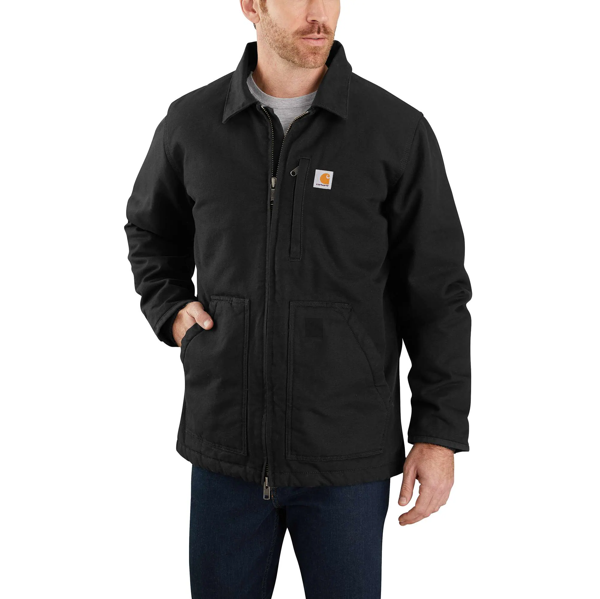 Men's Sherpa-Lined Field Jacket - Loose Fit - Washed Duck - 2 Warmer Rating