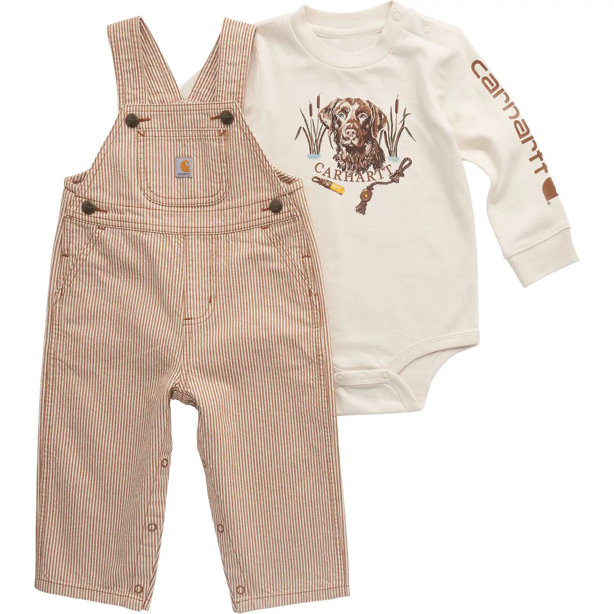 Boys' 2-Piece Long Sleeve Bodysuit & Stripe Overall Set (Baby)