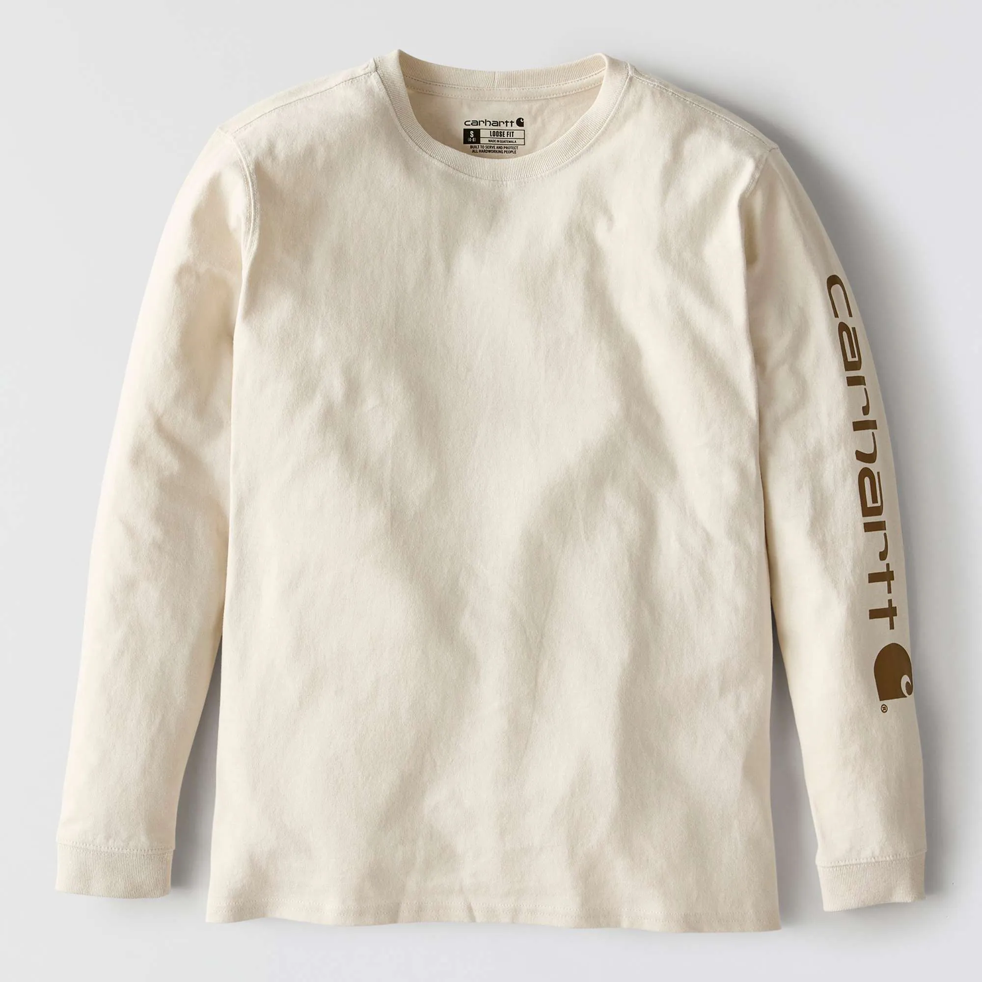 Women's Loose Fit Heavyweight Long-Sleeve Logo Sleeve Graphic T-Shirt