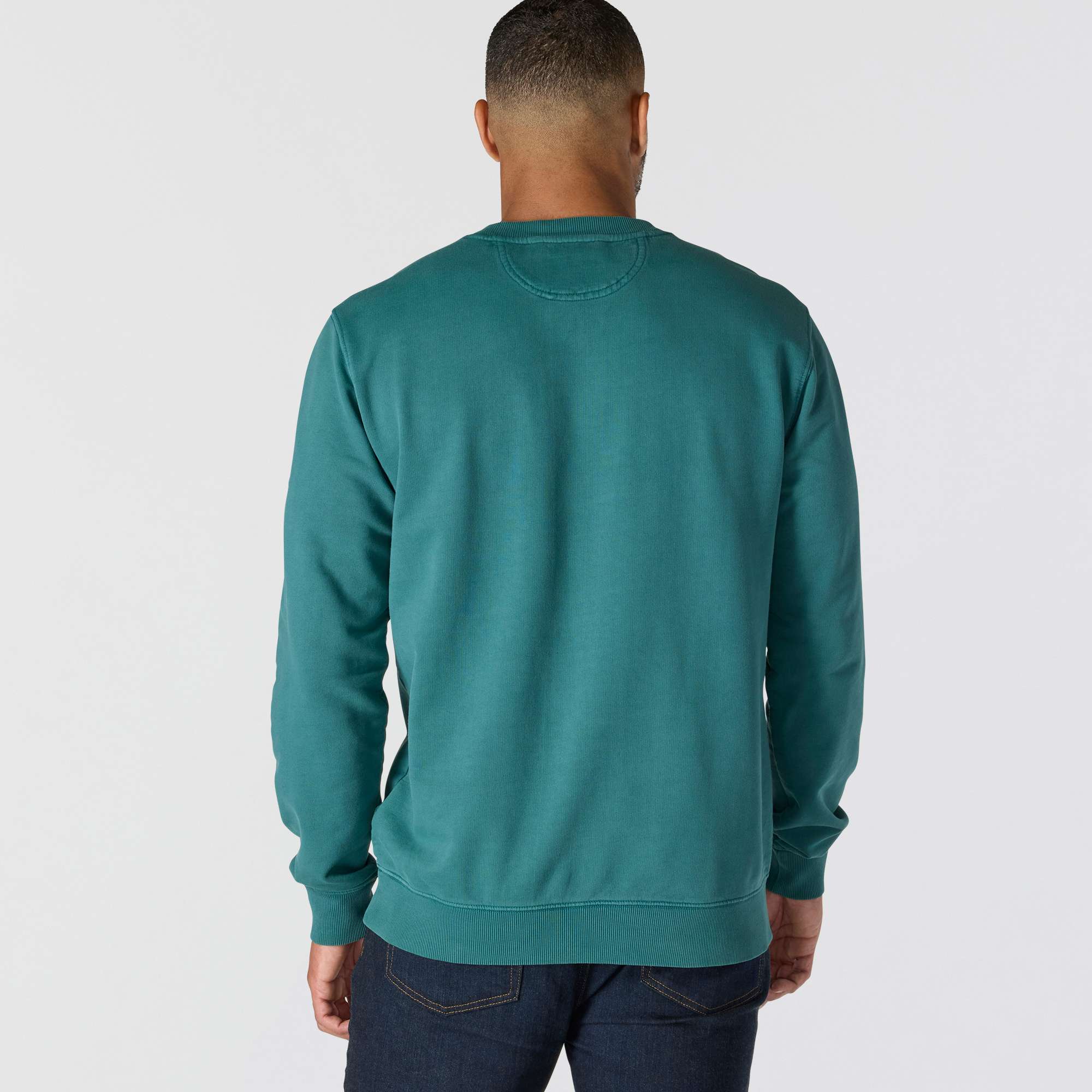 Relaxed Fit Midweight Garment Dye French Terry Crewneck Pocket Sweatshirt