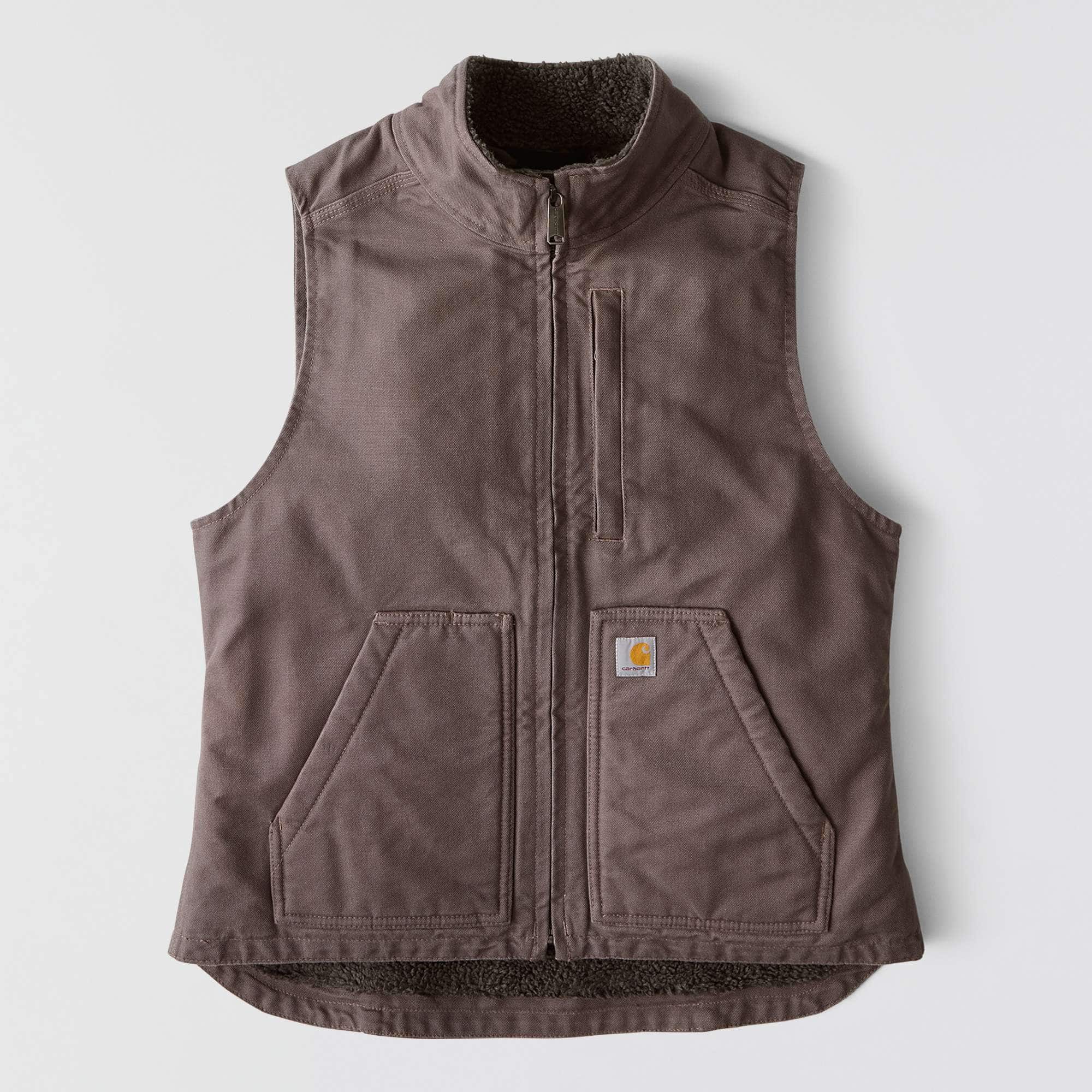 Women's Sherpa Lined Vest - Relaxed Fit - Washed Duck