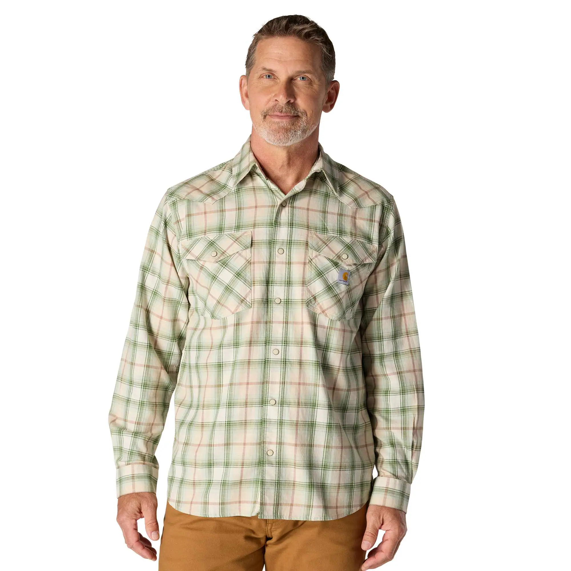 Montana Rugged Flex™ Relaxed Fit Lightweight Long-Sleeve Snap-Front Plaid Shirt