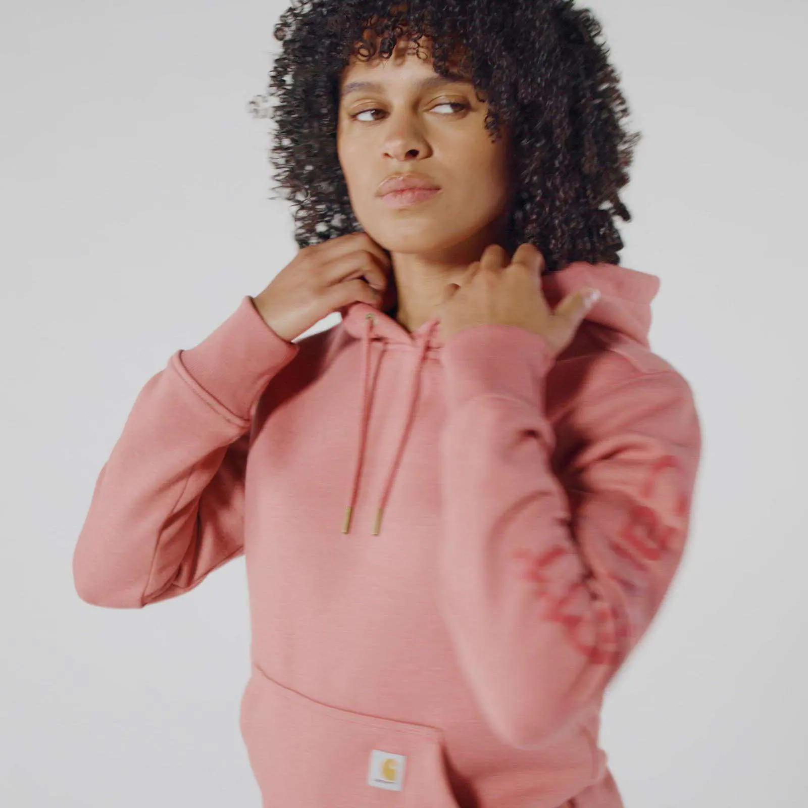 Women's Relaxed Fit Midweight Logo Sleeve Graphic Hoodie