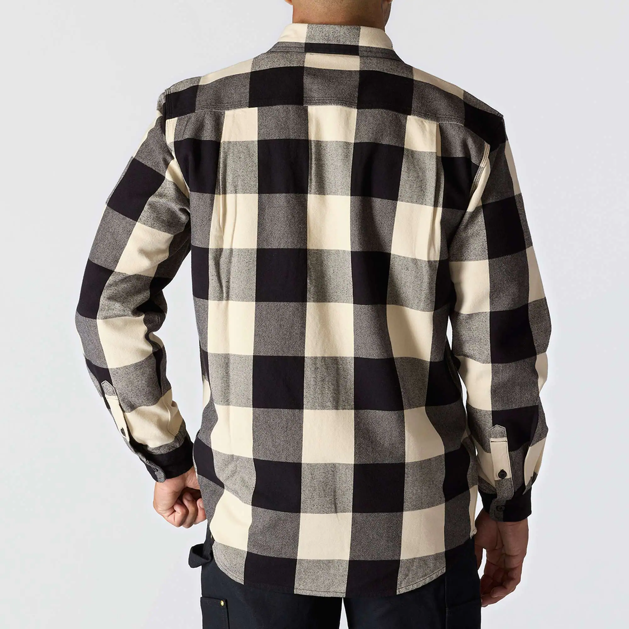 Loose Fit Heavyweight Flannel Long-Sleeve Plaid Shirt
