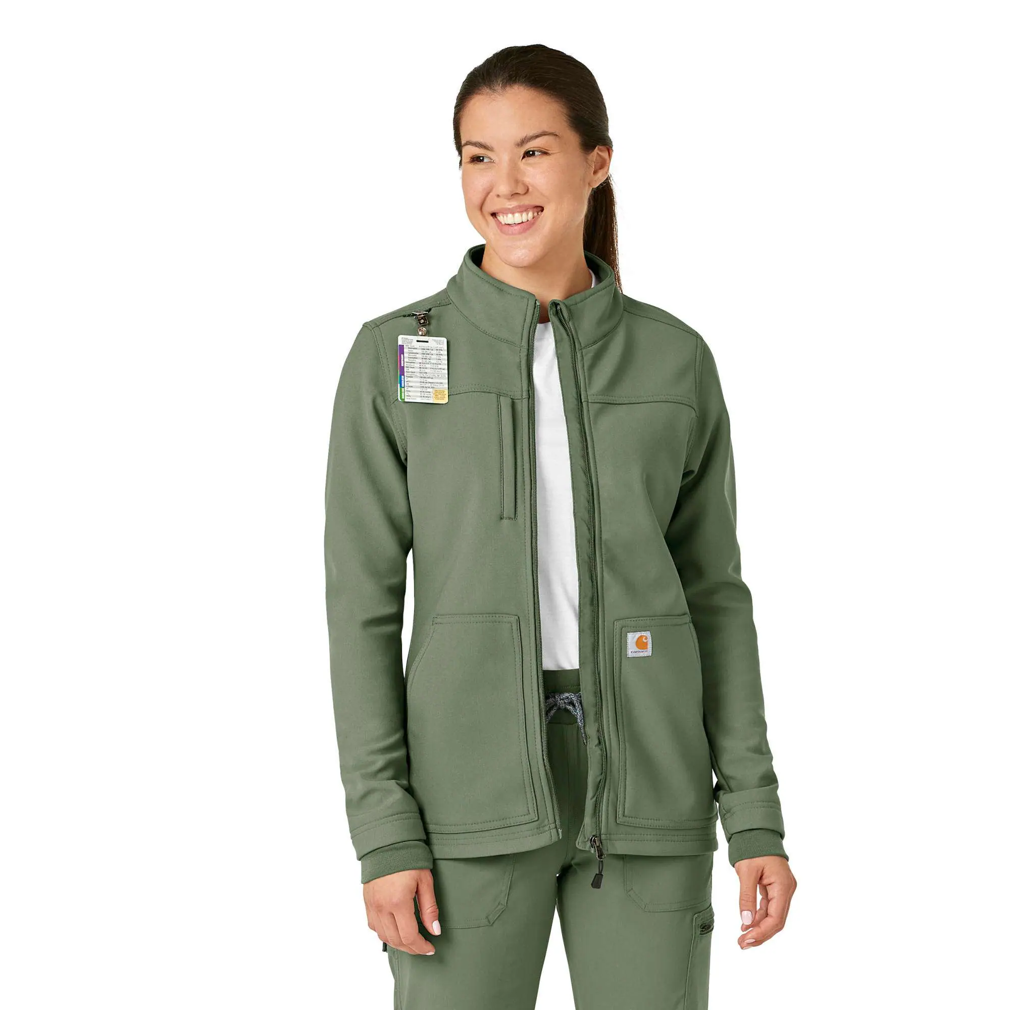 Women's Rugged Flex® Peak Bonded Fleece Scrub Jacket