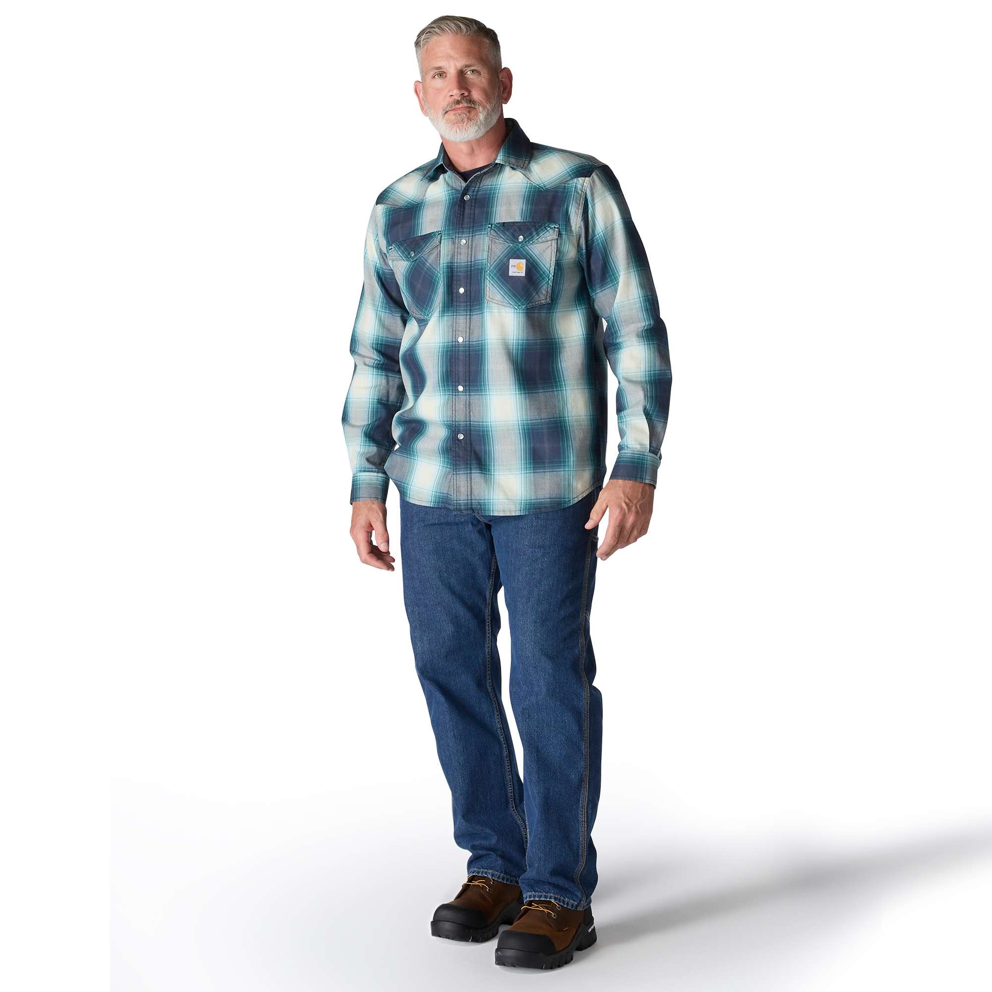 Flame Resistant Montana Relaxed Fit Midweight Twill Snap Front Plaid Shirt