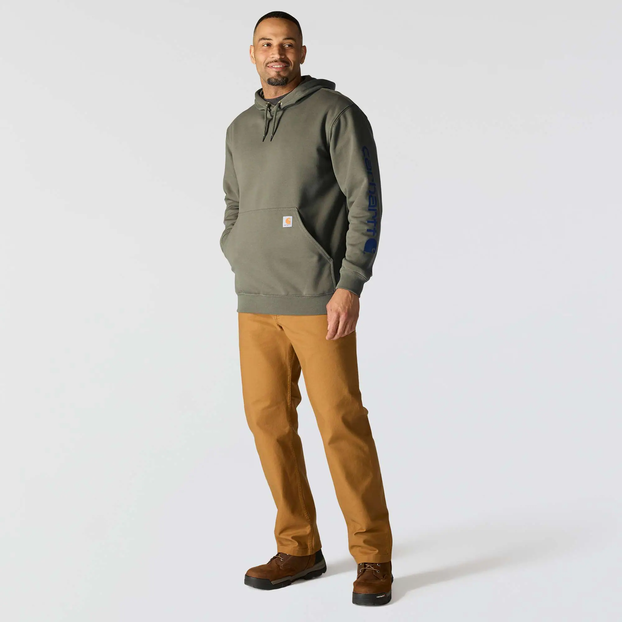 Loose Fit Midweight Logo Sleeve Graphic Hoodie