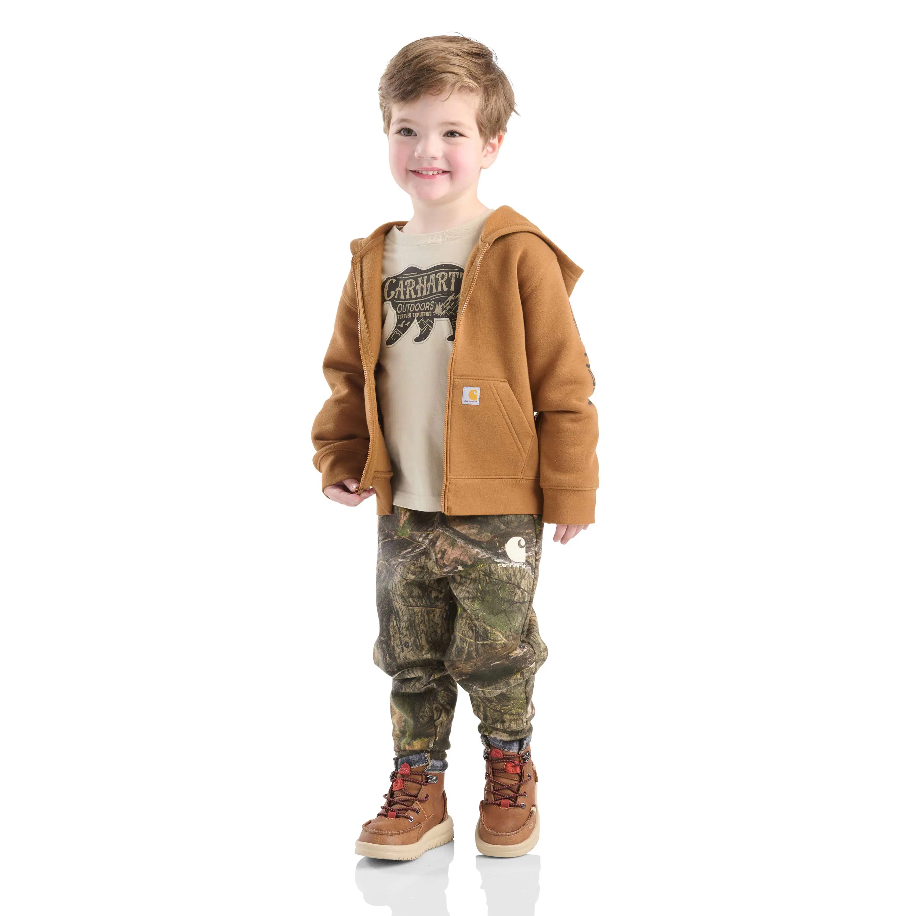 Boys' 3-Piece Long Sleeve T-Shirt, Fleece Jacket & Fleece Camo Pant Set (Toddler)