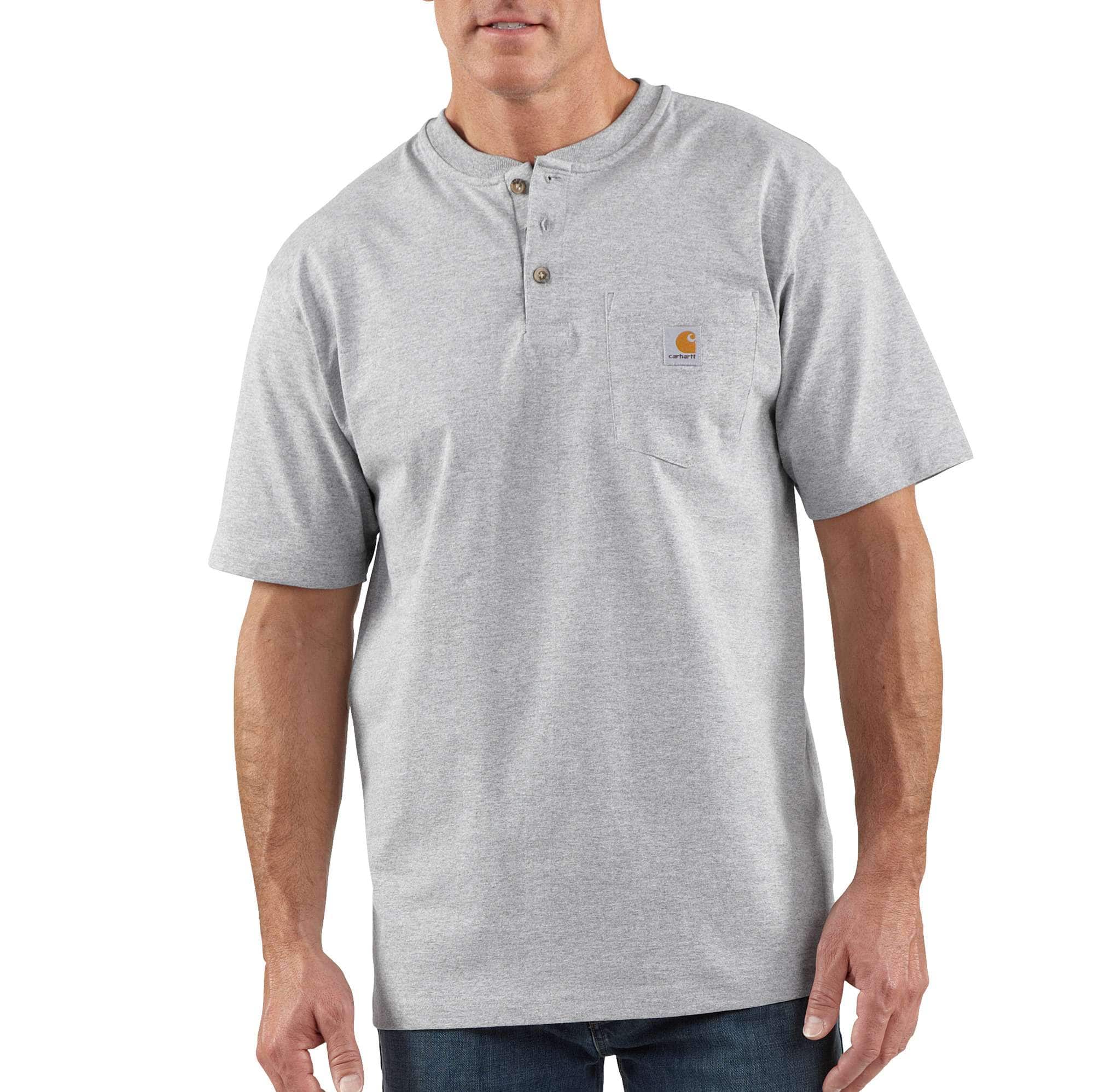 Loose Fit Heavyweight Short-Sleeve Pocket Henley T-Shirt