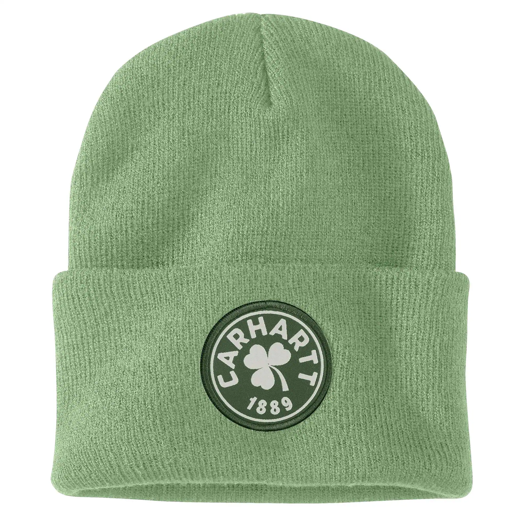 Knit Shamrock Patch Beanie
