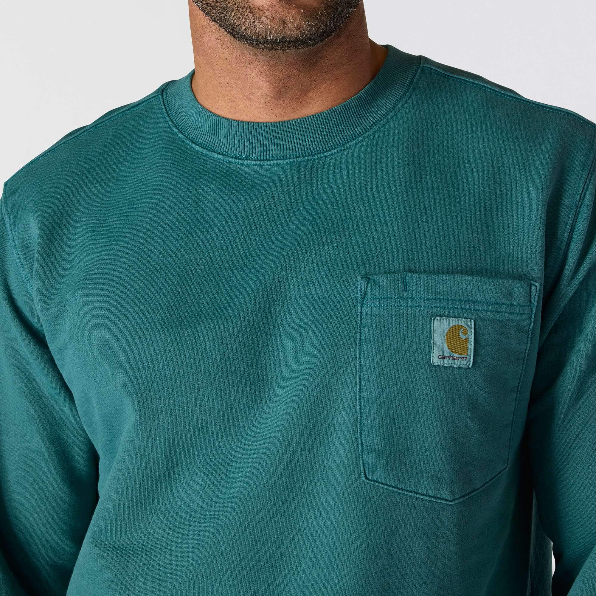 Relaxed Fit Midweight Garment Dye French Terry Crewneck Pocket Sweatshirt