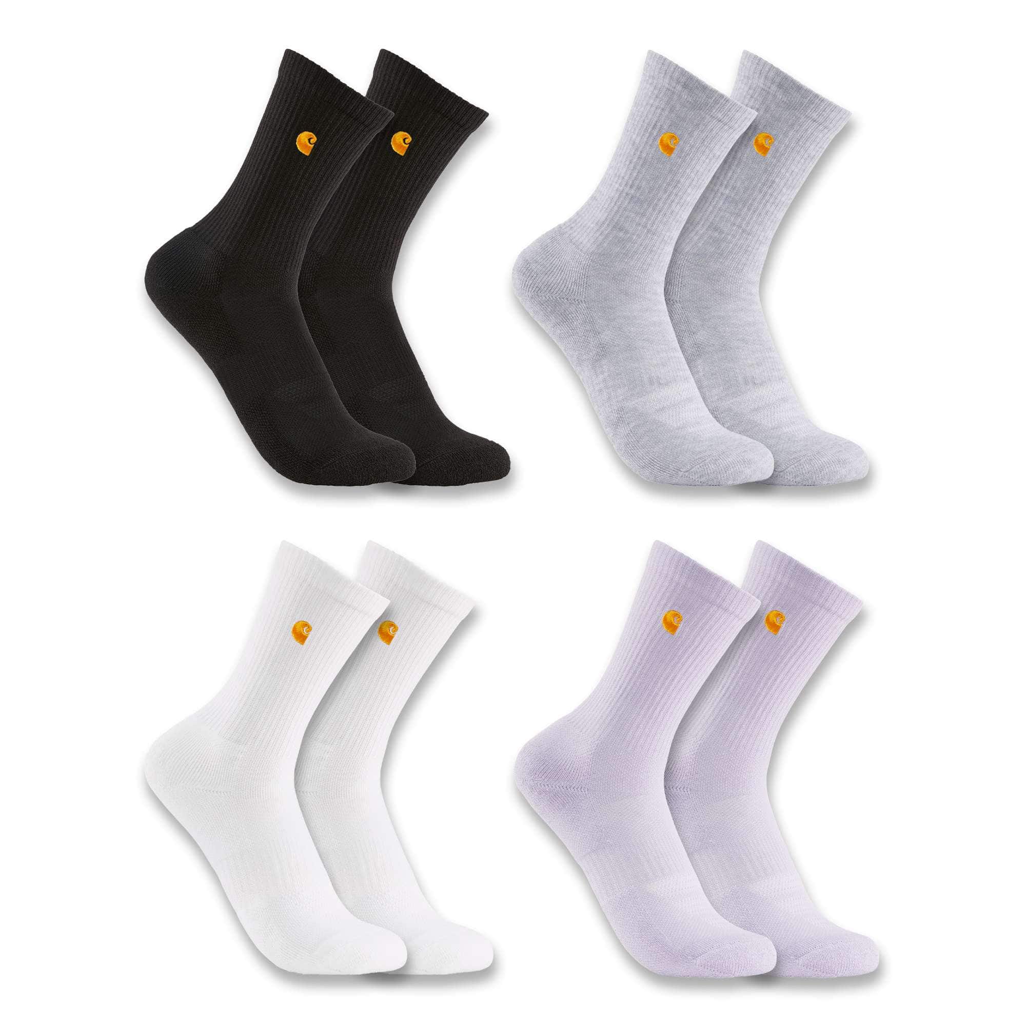 Kids' Midweight Embroidered Crew Sock 4-Pack (Youth)