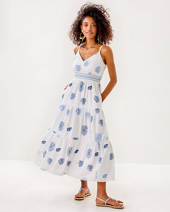 Zanna Embroidered Cotton Midi Dress - Lilly Pulitzer Sale​