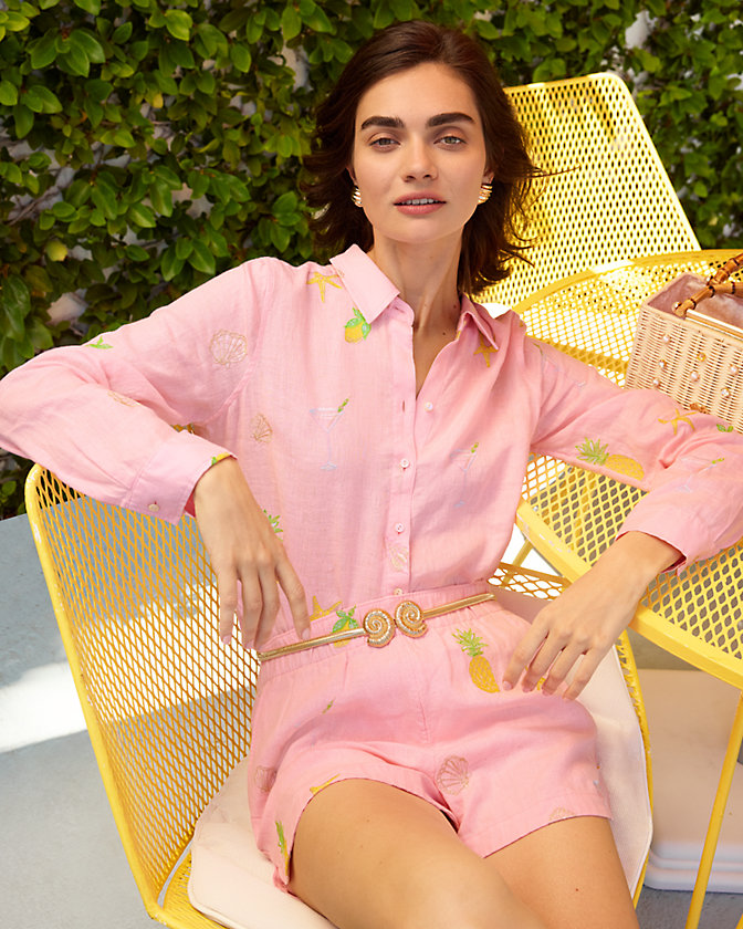 Sea View Linen Button Down Top - Lilly Pulitzer Sale​