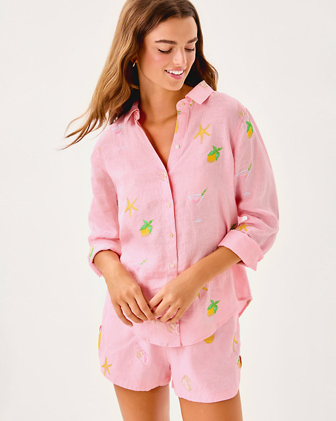 Sea View Linen Button Down Top - Lilly Pulitzer Sale​