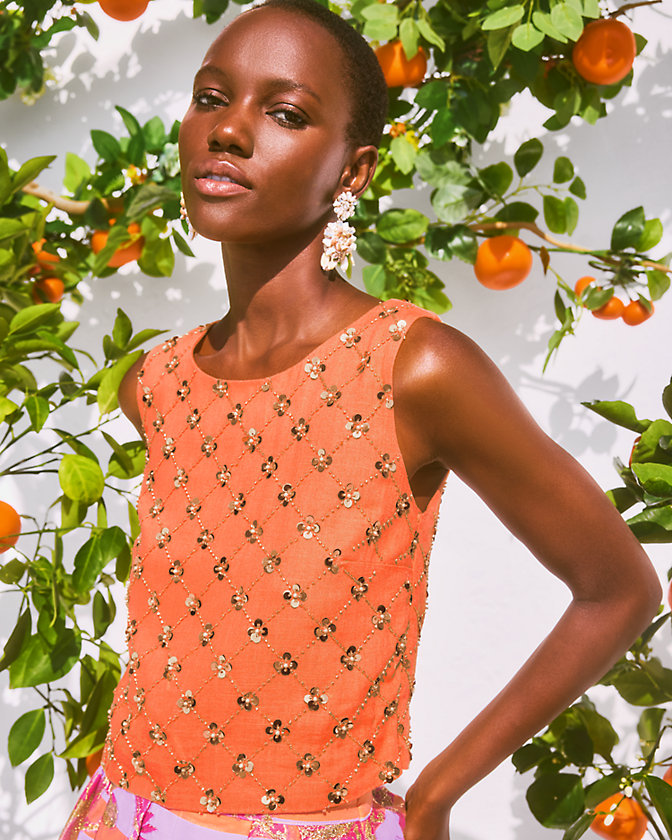 Lathan Sleeveless Beaded Cropped Top - Lilly Pulitzer Sale​
