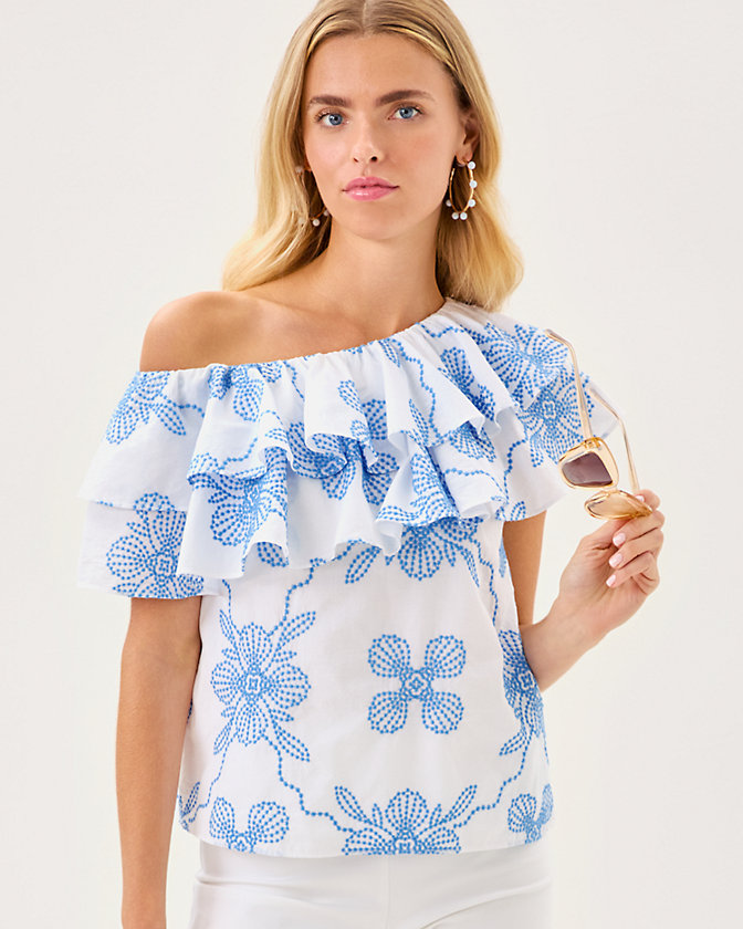 Trixie One-Shoulder Ruffle Top - Lilly Pulitzer Sale​