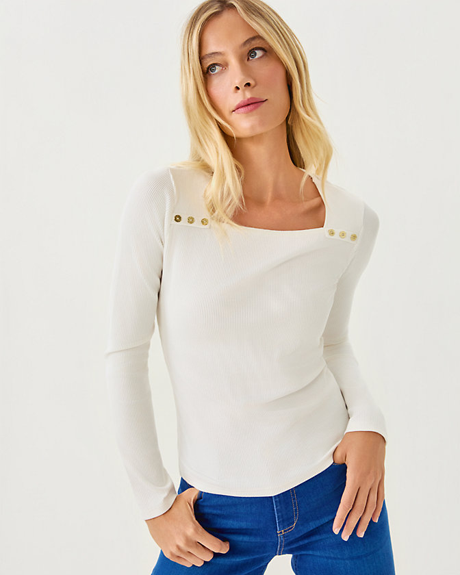Beaty Long Sleeve Square Neck Knit Top - Lilly Pulitzer Sale​