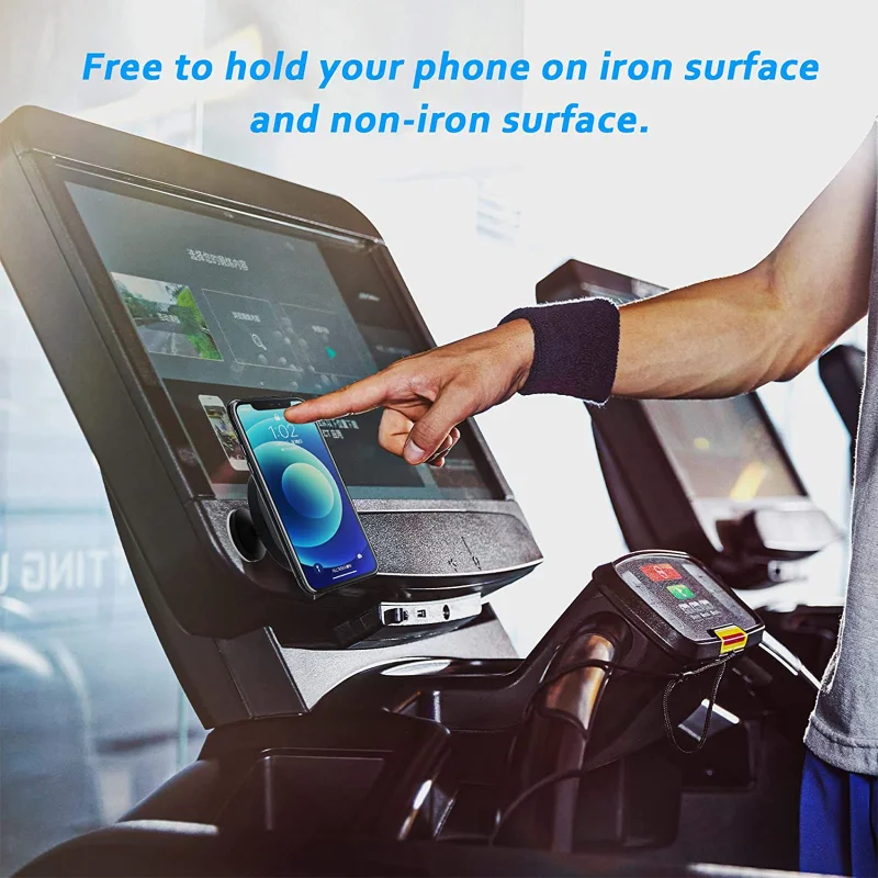Double-sided Magnetic Phone Holder for Magsafe for Gym Bike Treadmill for iPhone 14 13 12 Pro Max for Any Phone Video Recording