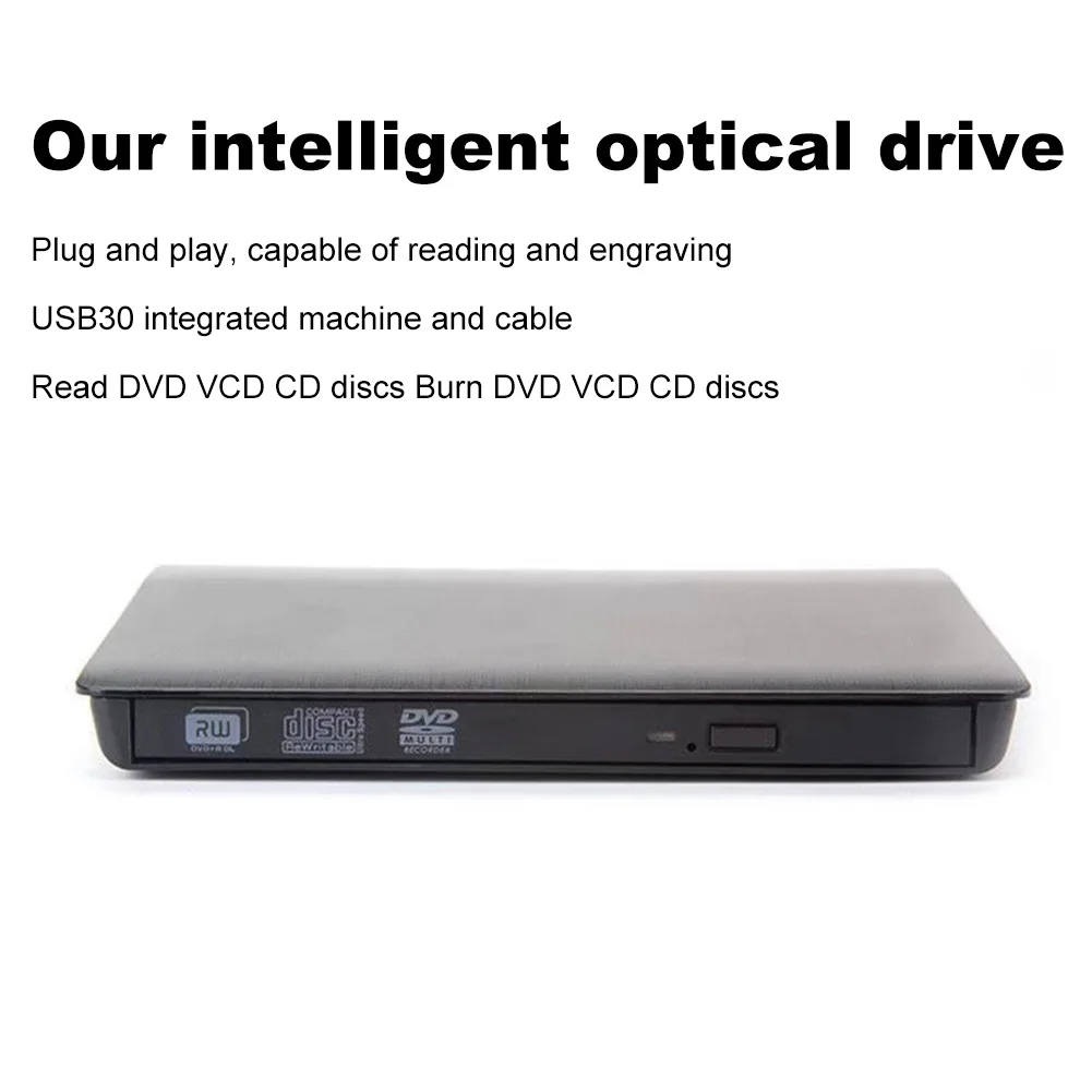 USB 3.0 Slim CD ROM Reader Rewriter Portable DVD&CD-ROM Burner Player Type-C for Laptop Desktop PC Windows Linux Mac OS Apple
