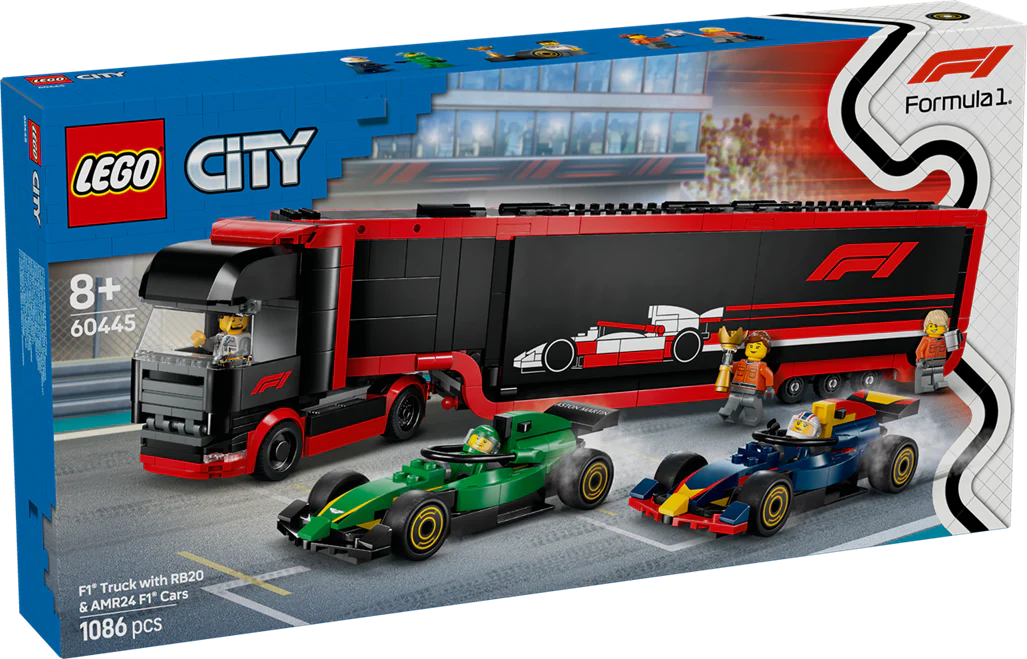 LEGO 60445 City F1 Truck with RB20 & AMR24 F1 Cars