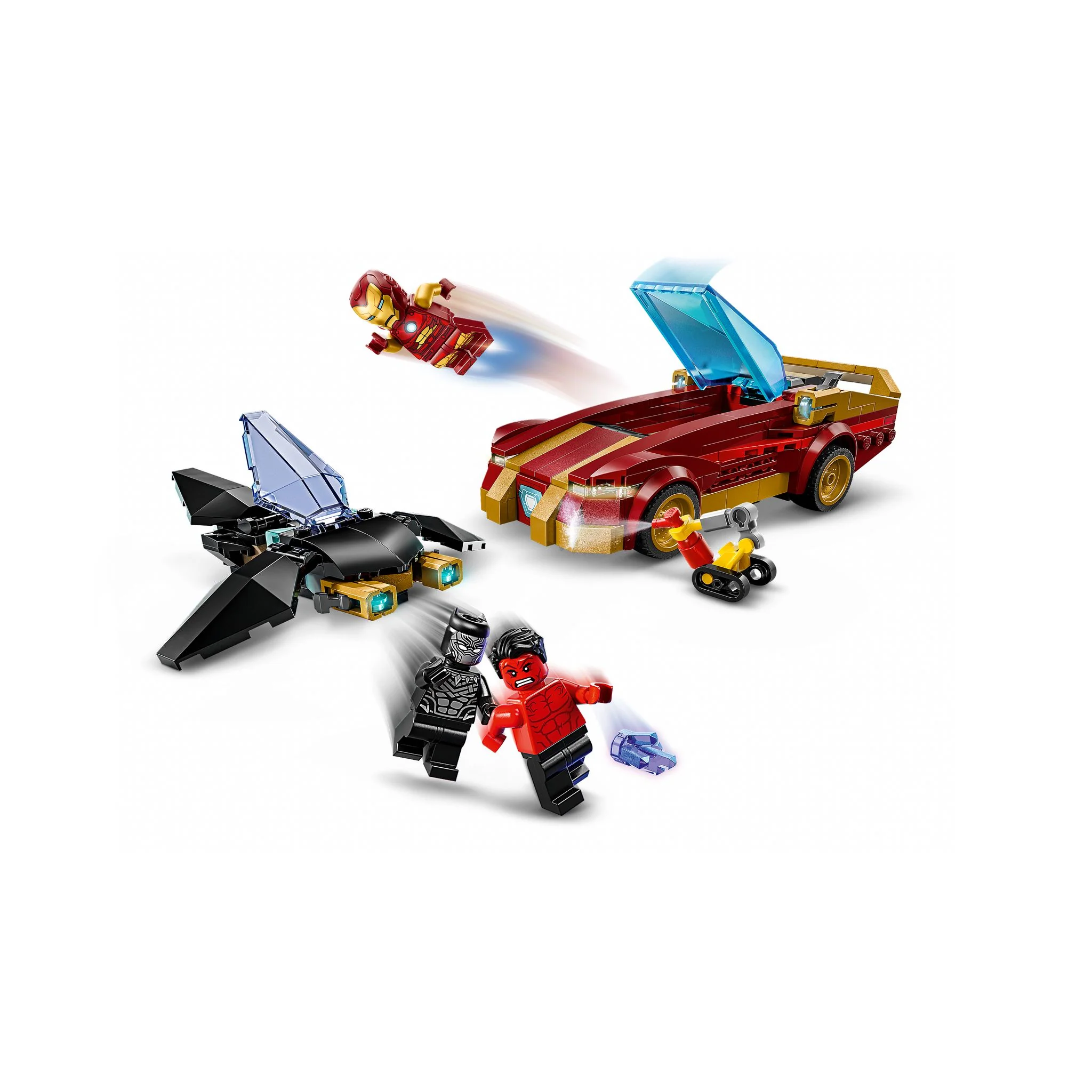 LEGO 76310 Marvel Super Heroes Iron Man Car & Black Panther vs. Red Hulk