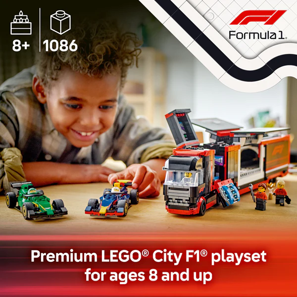 LEGO 60445 City F1 Truck with RB20 & AMR24 F1 Cars