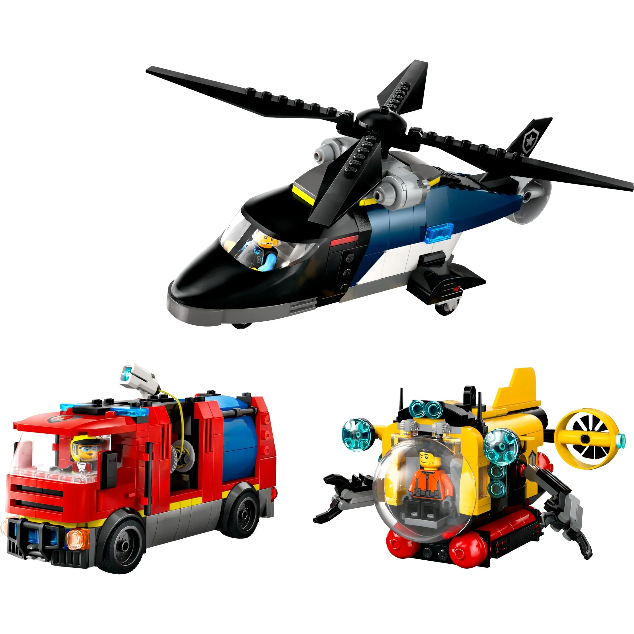 LEGO 60462 City Helicopter, Fire Truck & Submarine Remix